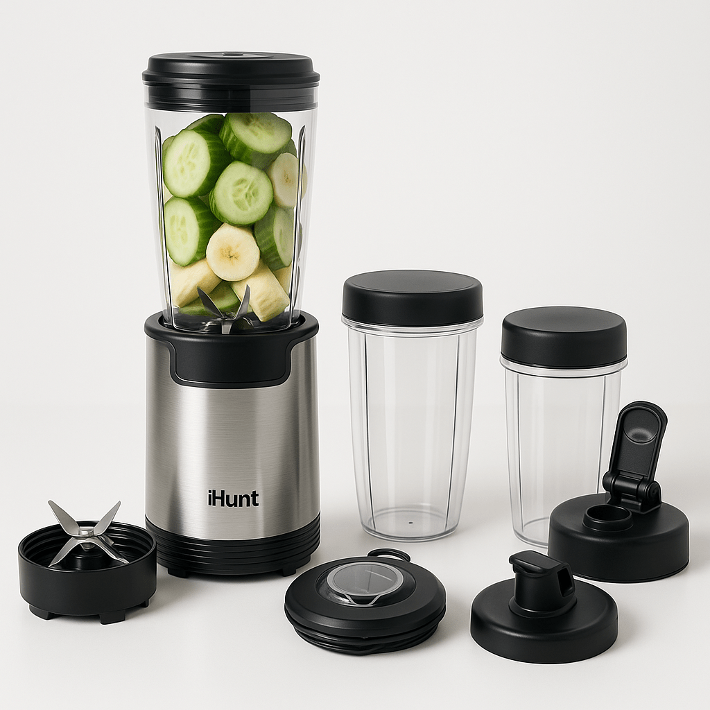 TEMU Multi Blender iHunt Bro 4-in-1, 900W, 18000 RPM, 1L, 6 Lame, Frullatore, Frullatore per , Triturazione , 7 Accessori Inclusi
