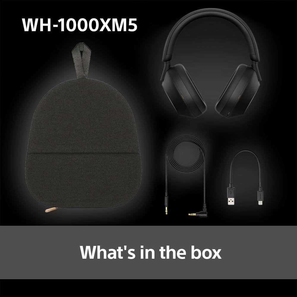 Sony WH-1000XM5 Noise Cancelling Wireless Over-Ear Headphones, B-tooth, Clear Call Quality, Hi-Res, Up to 30hr Battery Life, Quick Charge, Alexa & Google Assistant in SILVER