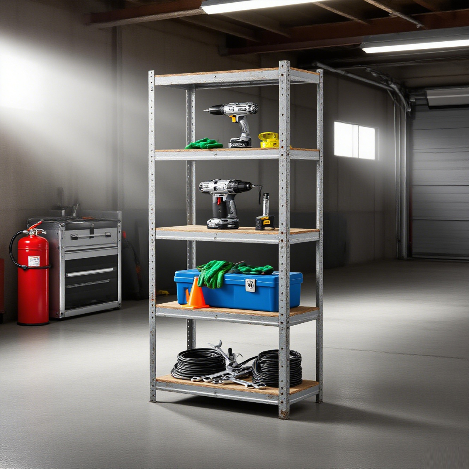TEMU Heavy Duty Garage Shelving Units - 5 Tier Storage Shelf Total 875kg Load Weight Per Unit - 180x90x40cm Galvanised Shelving Rack Unit - Metal
