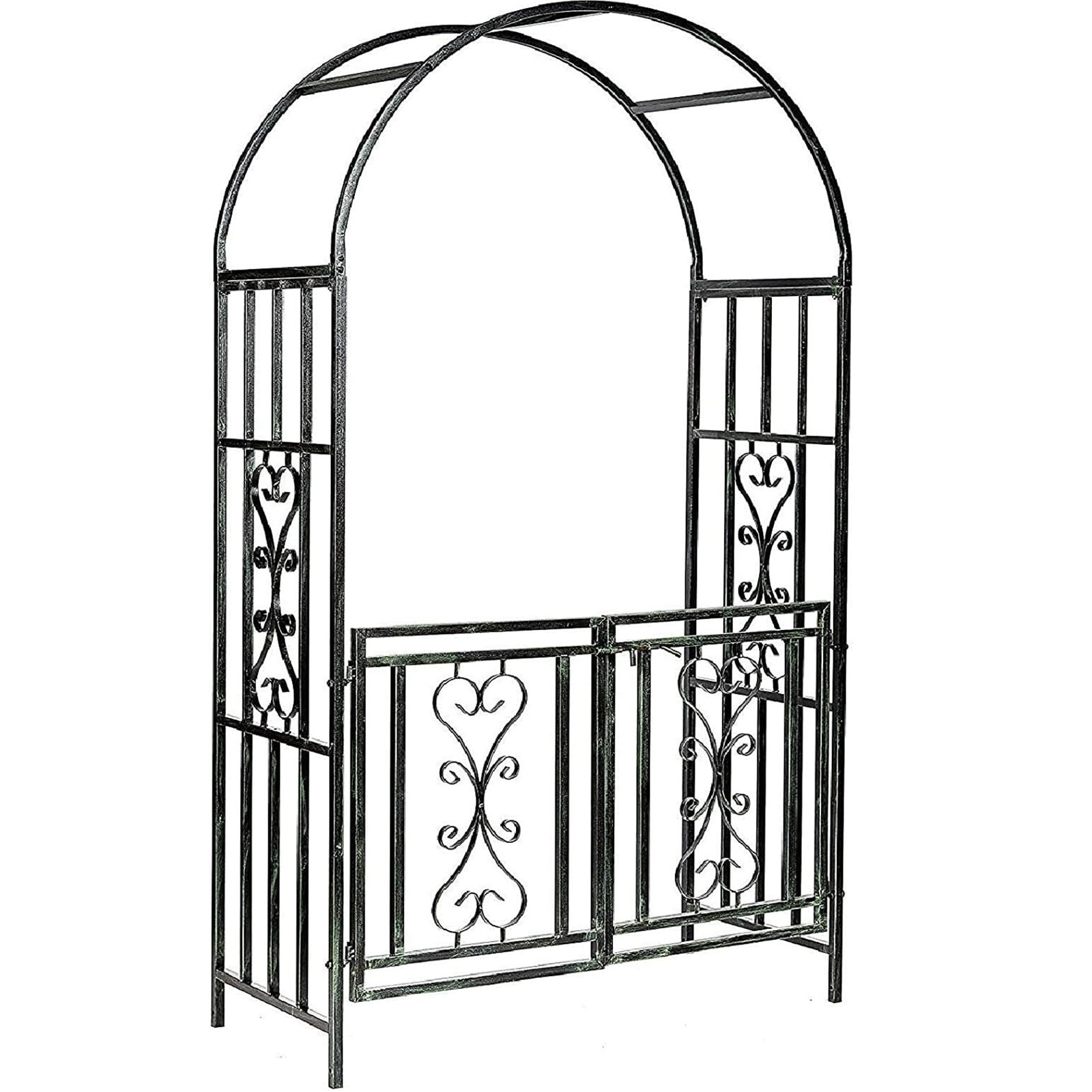TEMU Metal Garden Gate Wedding Rose Arch Pergola Archway Climbing Plant Trellis Black