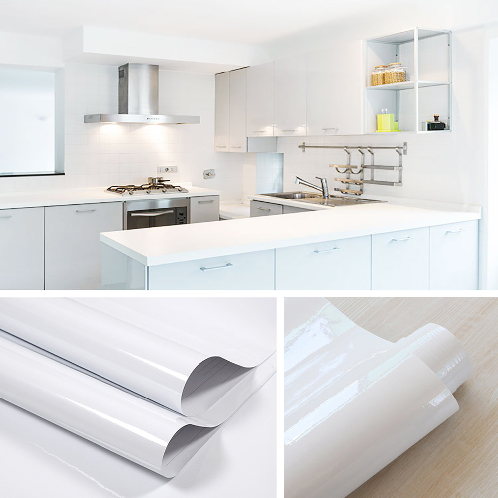 TEMU 60cm X 10m White Wallpaper Self Adhesive Vinyl Film Glossy Glitter Sticky Back Plastic Waterproof Removable Peel And Stick Wallpaper For Kitchen