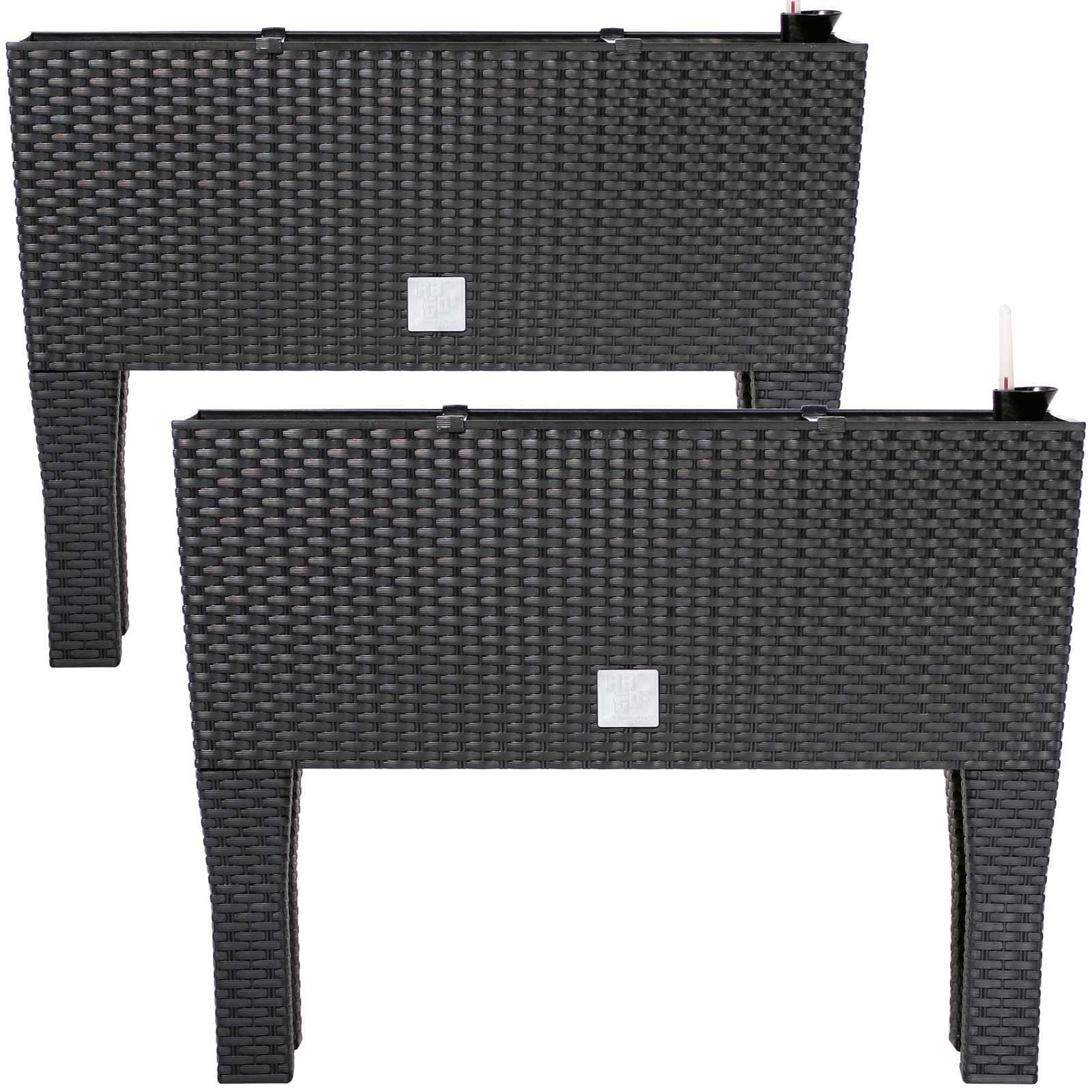 E-shop Hochbeet Funktion Balkonkasten 30L Bewässerungssystem mit abnehmbaren Füßen Polyrattan Beet Garten Balkon Kunststoff 60x25cm