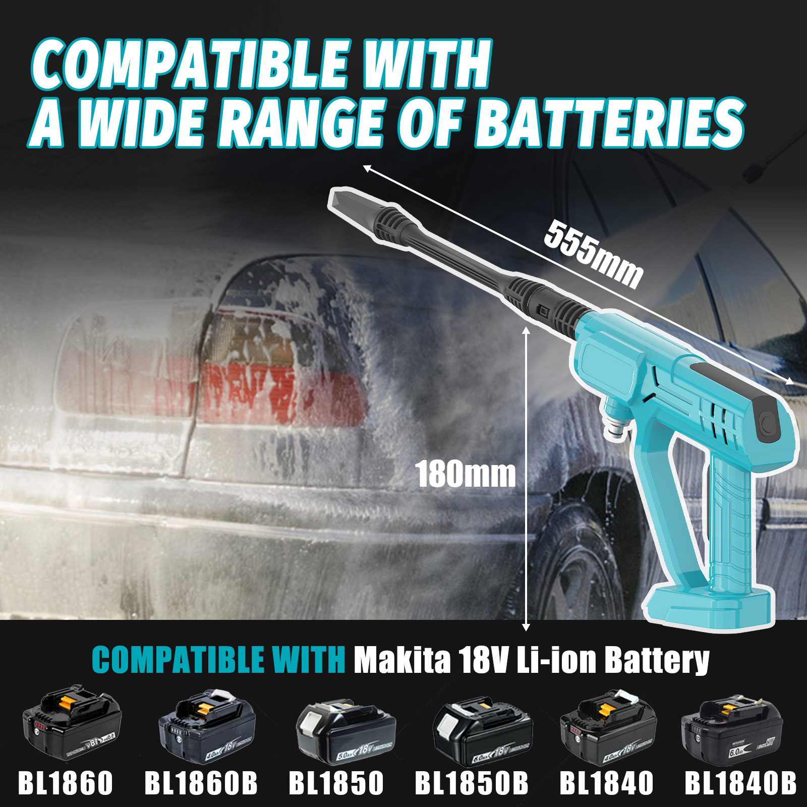 battery pressure washer for makita 18 v battery, with 2 x 3000 mah battery and charger, for washing garden, carpet cleaning irrigation Product details 5