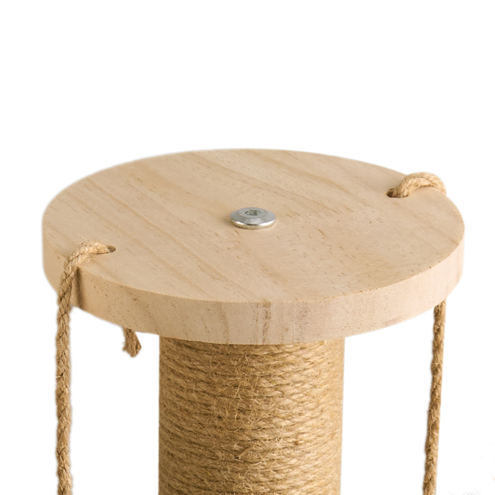 Solid Wood Cat Scratch Pole with Teasing Stick