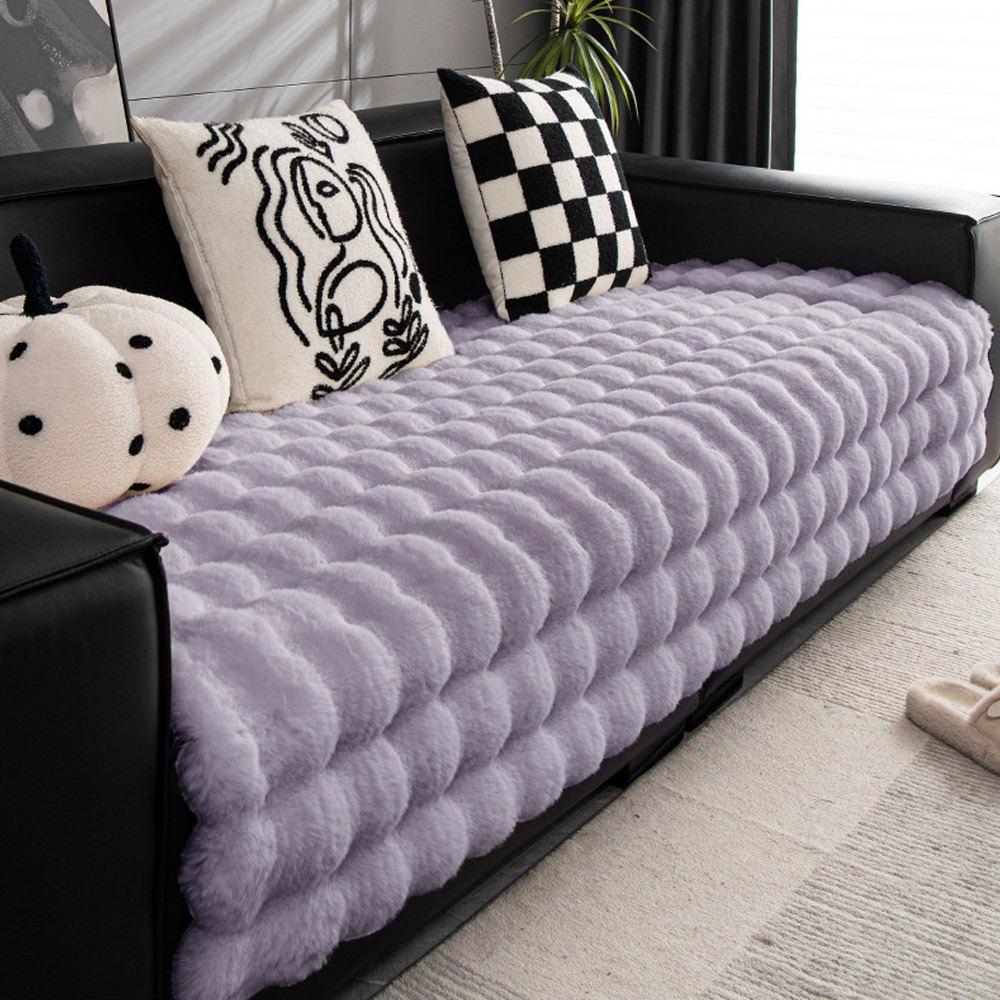 TEMU 1pc Soft Faux Fur Sofa Slipcover Winter Thickened Plush Sofa Cover, Warm And Comfortable, Pet Friendly, Suitable For Single To 2/3 Seate Small