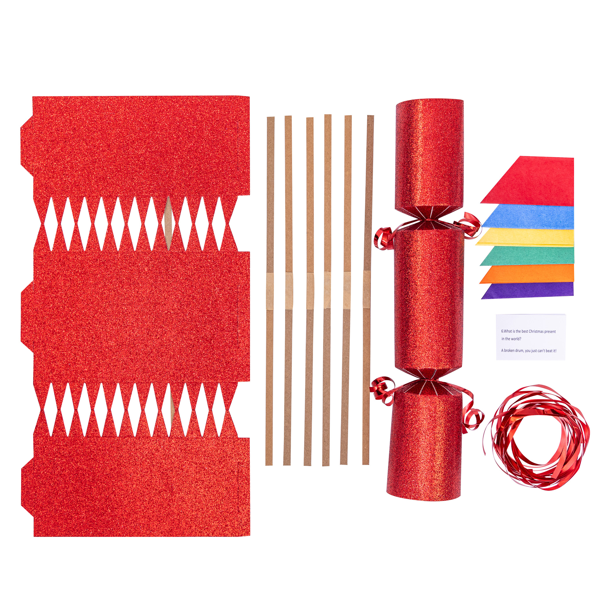 TEMU Evelay 12-pack Diy Glitter Christmas Crackers Kit – Make Your Own Holiday Crackers With Hats, Jokes, Snaps & Ribbons – Fun Activity & Festive