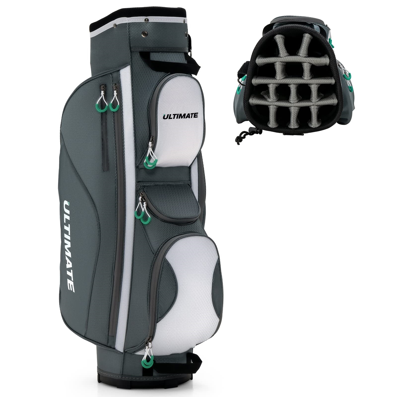 Image of Golf Bag, Lightweight Golf Cart Bag With Rain Hood, 14-division Club Compartment, For Use On Golf Trolley And Golf Cart, 7/8 Zippered Pockets