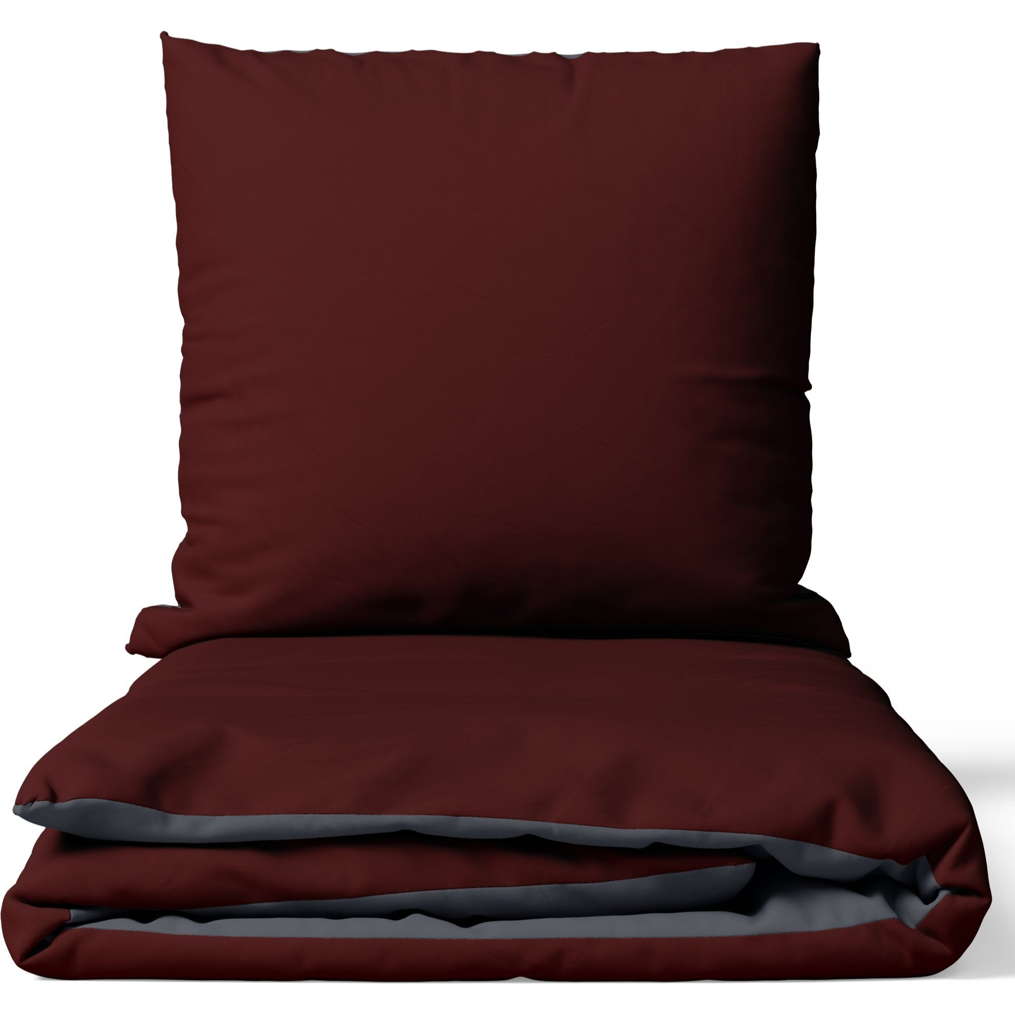 Image of High-quality Satin Cotton Bedding Set In Grey, Black, Burgundy, Beige, Petrol Green, Brown, Solid Color Uni Design With Reversible Side, , Modern Minimalist Pillowcase 80x80 Cm With Zipper