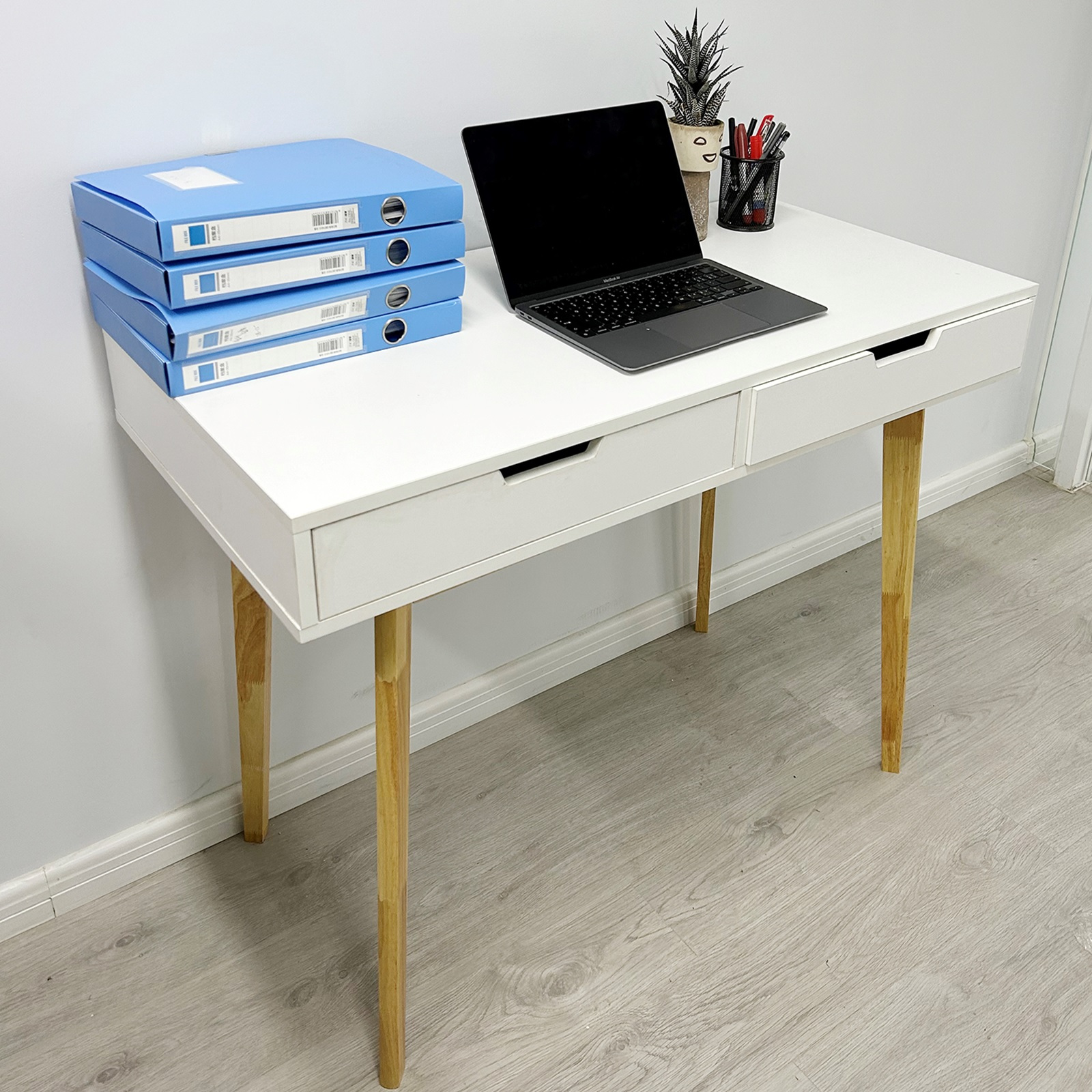 TEMU Wooden Computer Desk Dressing Table Home Office Study Bedroom With Drawers White