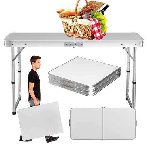 4ft heavy duty folding table adjustable height up trestle table 120x60x70 62 55cm waterproof camping table with carry handle for indoor outdoor kitchen campervan picnic work