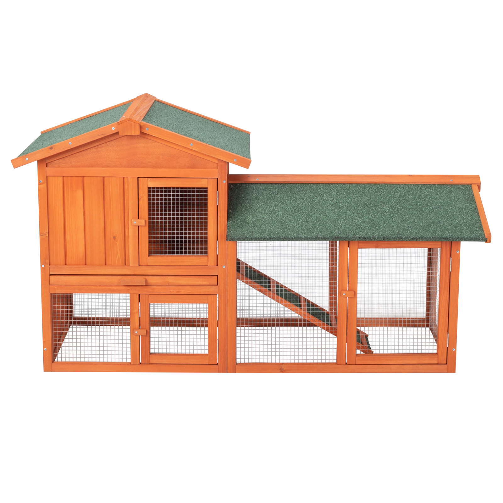 Bonnlo Outdoor Rabbit Hutch With Run, Chicken Coop, Quail Cage, Winter-proof Small Animal Enclosure, 156 X 52 X 68 Cm