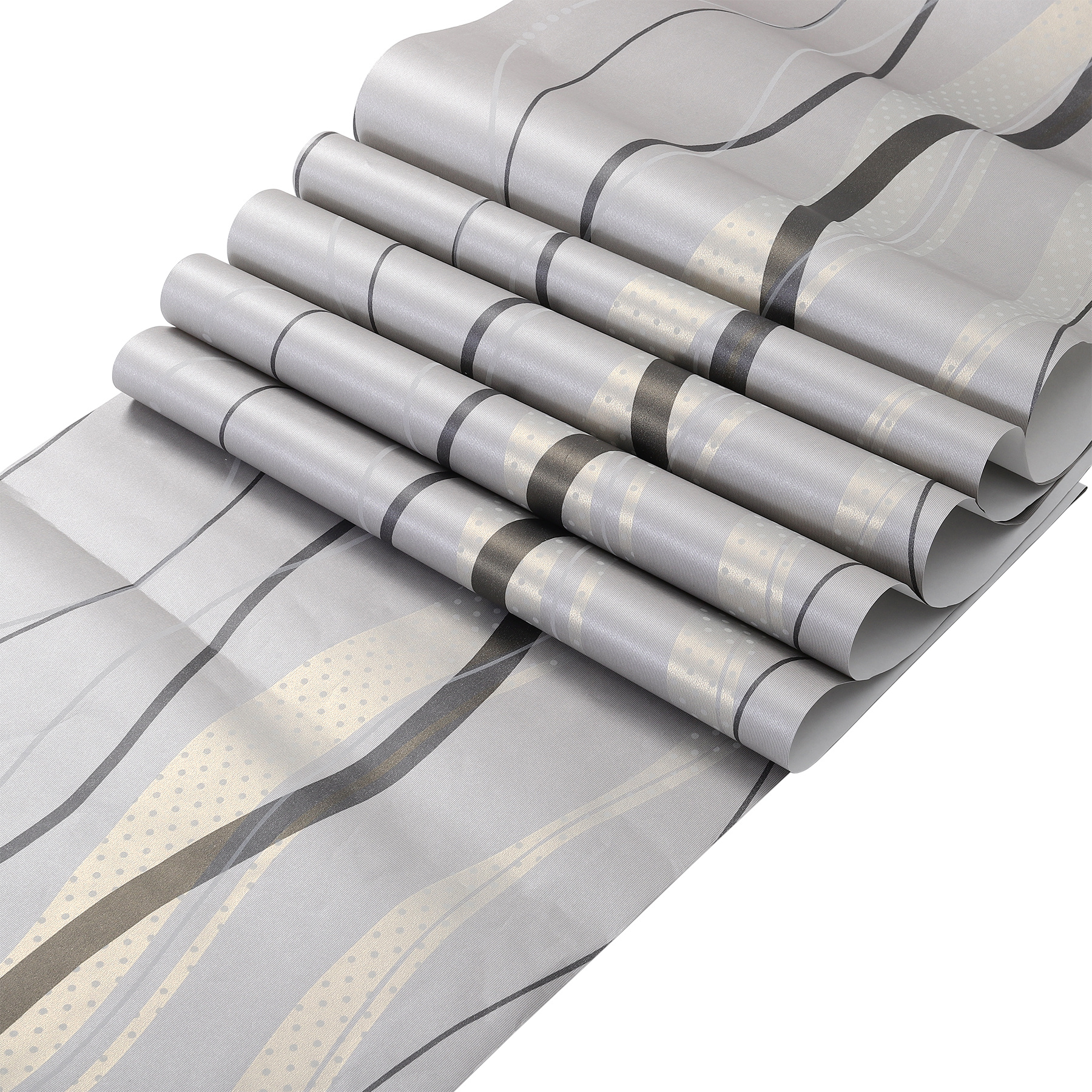 TEMU Non-woven Fabric Embossed Wallpaper 10x0.53m Damask Stripe Wallpaper Rolls 3d Effect Background Decor Stripe Curve Textured Wallpaper For Home