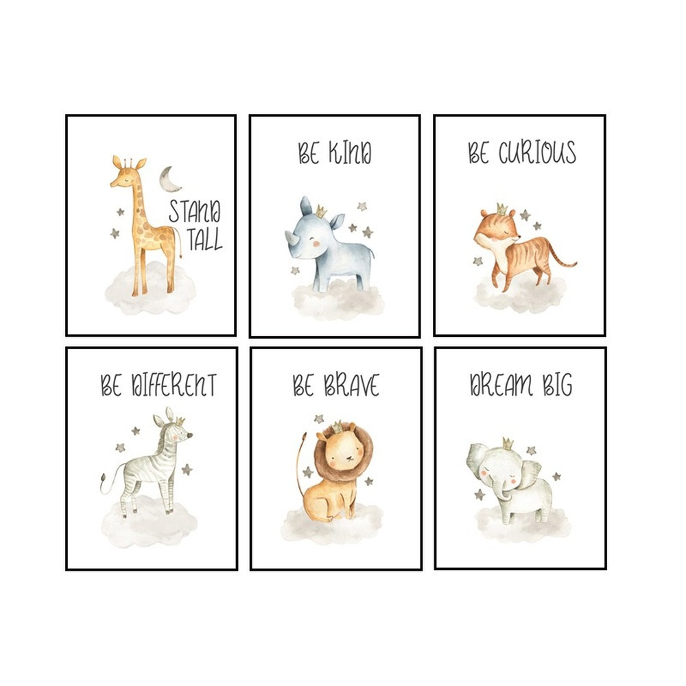 Image of 6-piece Poster Set For Kids' Room, Living Room Decor, Nursery, Children's Posters, Animal Pictures, Forest Animal Themes For Boys And Girls
