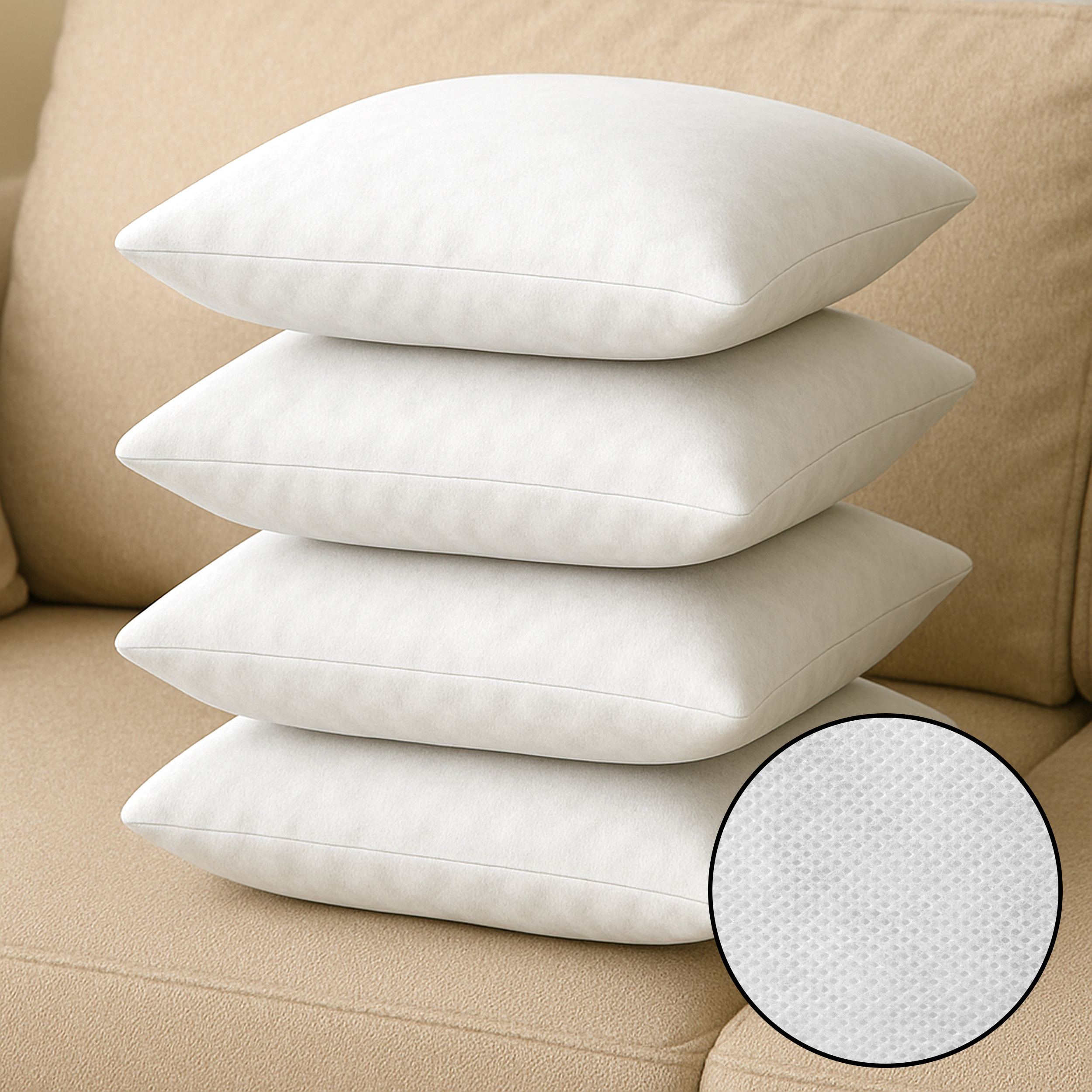 E-shop Kopfkissen - 4er Set Kissen für Bett und als Dekokissen - Füllkissen aus Polyester - Sofakissen - Zierkissen für Couch und Sofa - Ökotex -