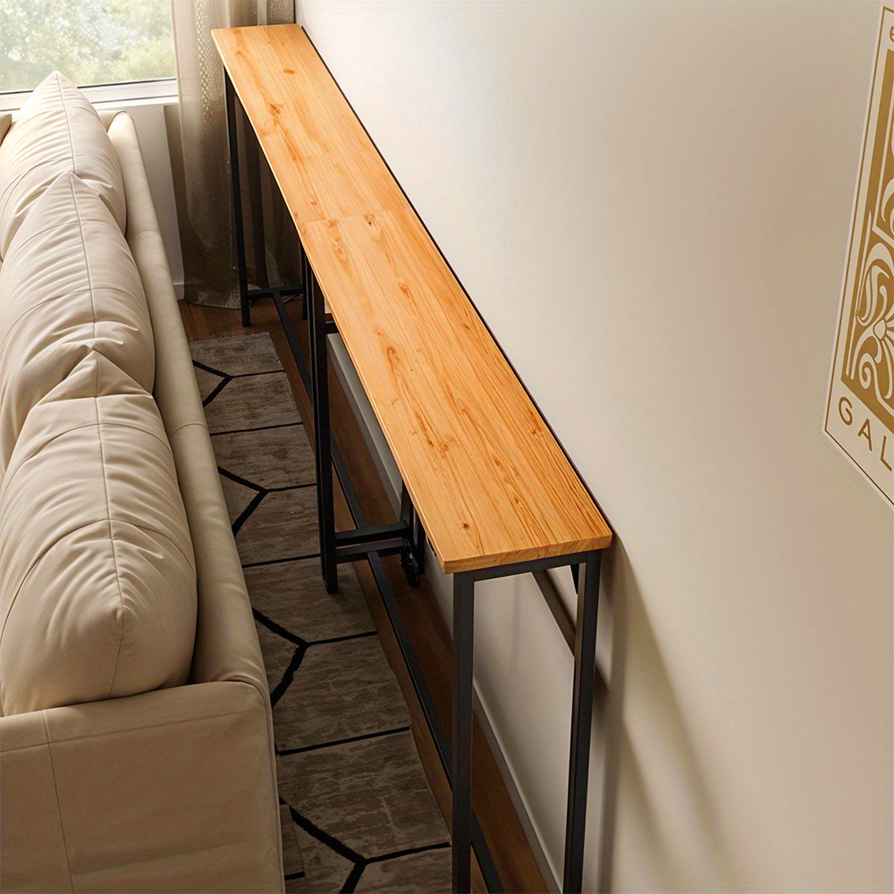 Space Efficient Side Table Single Double Tier Wall Mounted MDF Shelf with Metal Frame Multi Functional Narrow Table with Storage Hallway Bedroom Table 80x20cm Wood Black White Frame