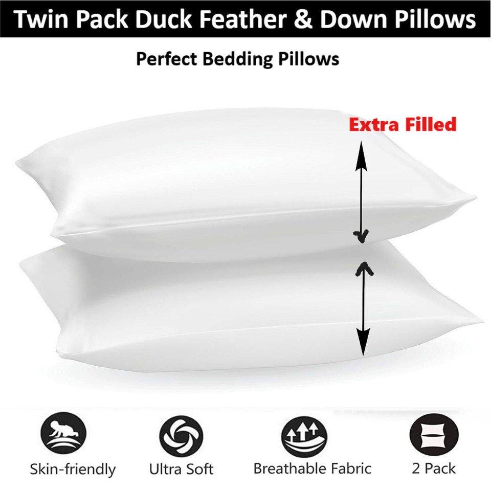 Chilimilii Duck Feather Pillows Hotel Quality, Extra Filled, Head & Neck Support, Pack of 2