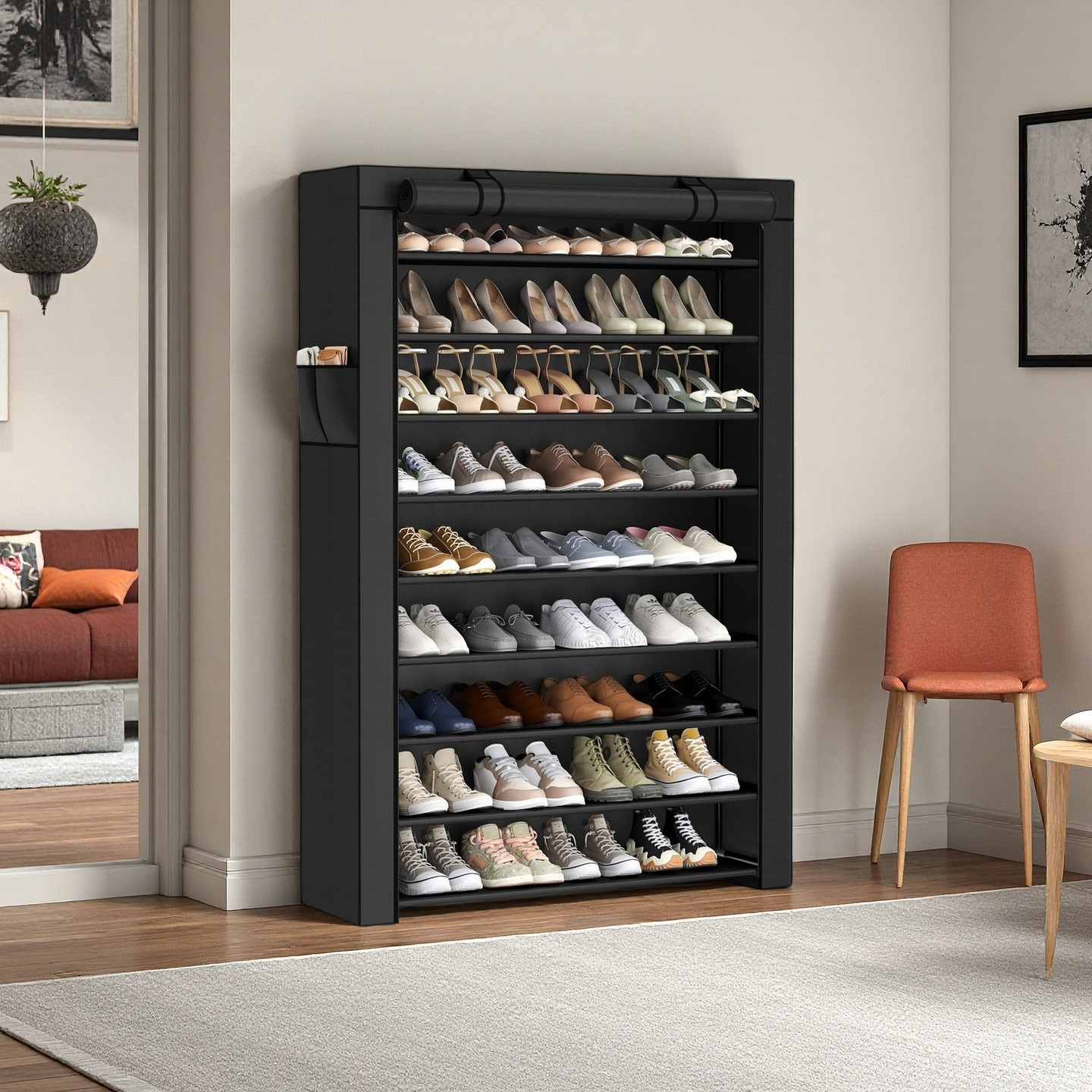 TEMU Étagère à Chaussures 9 Niveaux, Organisateur de Rangement de Chaussures, Support de rangement pour chaussures, Montage Facile, Armoire de