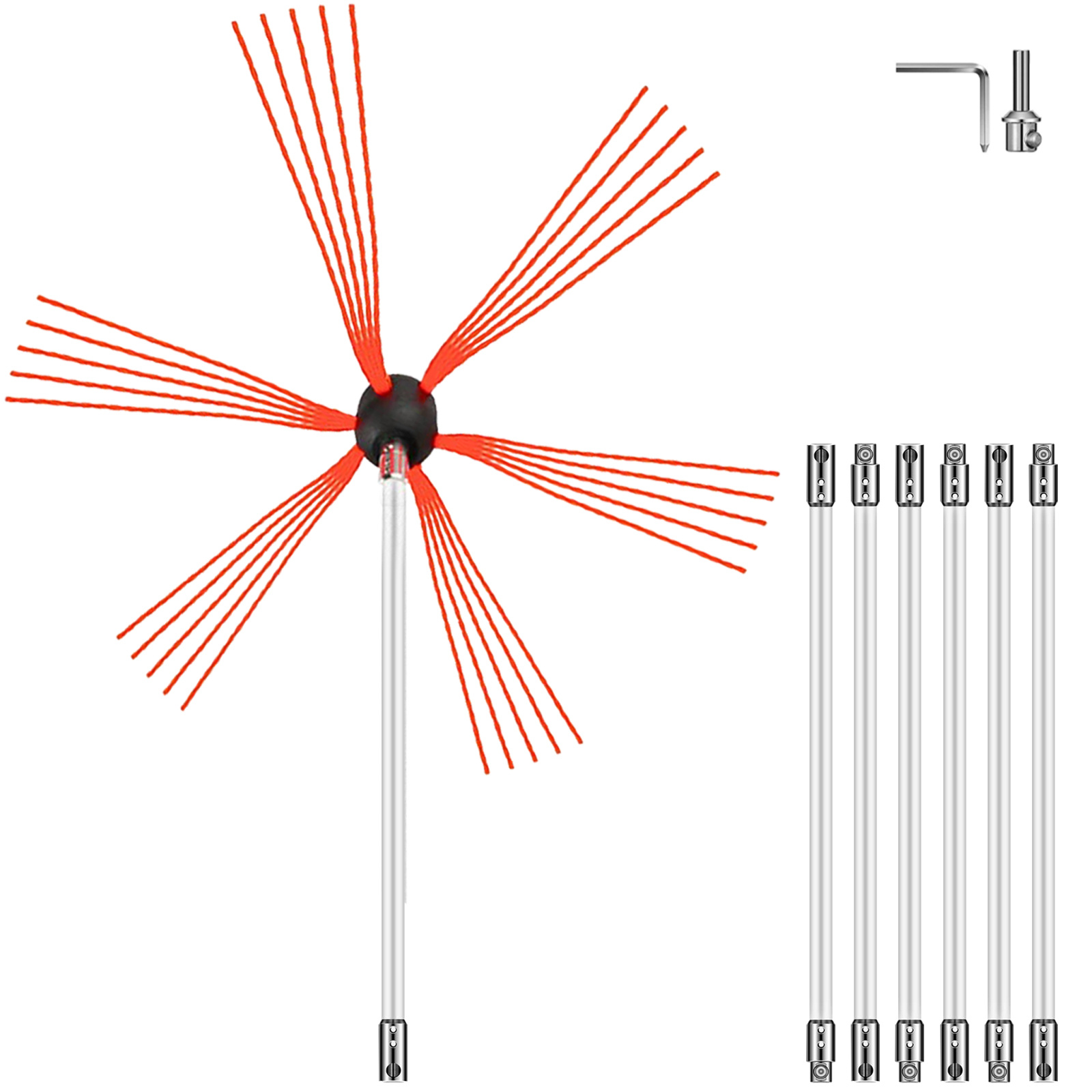 TEMU Vevor Chimney Sweep Kit 23ft Chimney Cleaning Kit Nylon Chimney Cleaning Kit Flexible Brush Head Chimney Sweeping Kit Easy Connecting With 7