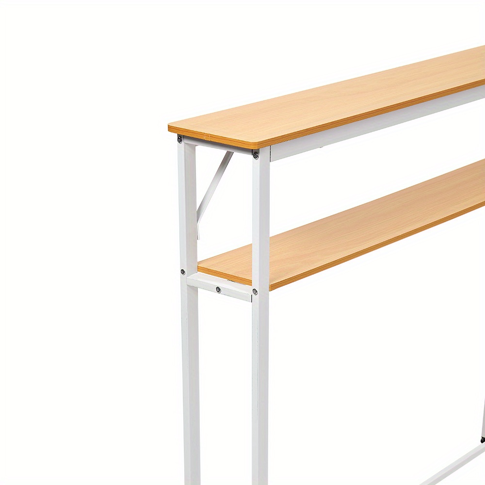 Space Efficient Side Table Single Double Tier Wall Mounted MDF Shelf with Metal Frame Multi Functional Narrow Table with Storage Hallway Bedroom Table 80x20cm Wood Black White Frame