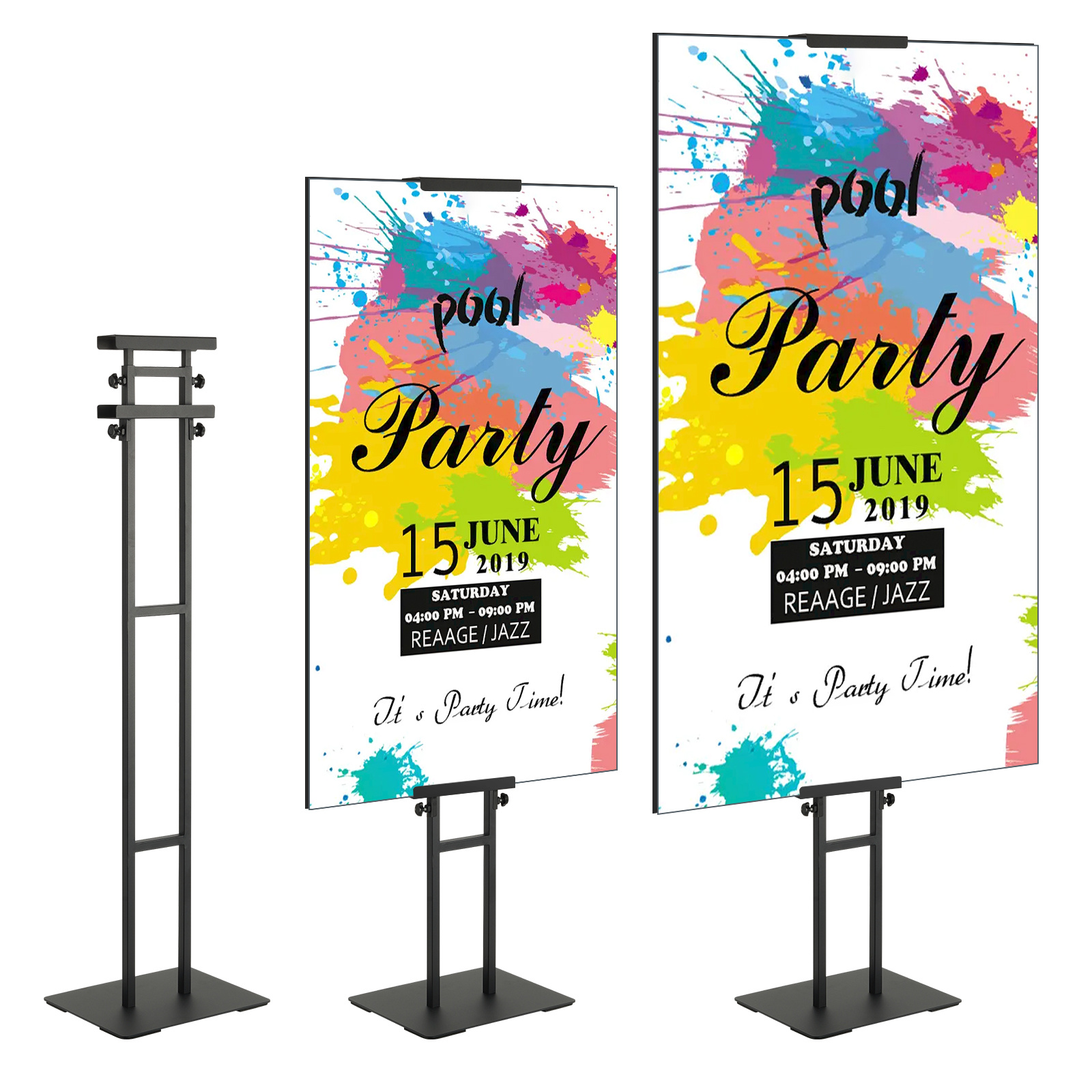 Image of Vevor Poster Stand, Adjustable To 75", Double-sided Heavy Duty Pedestal Sign Holder, Floor Standing Sign Holder Banner Stand With Shock-absorbing Base For Display, For Board And Foam, Black
