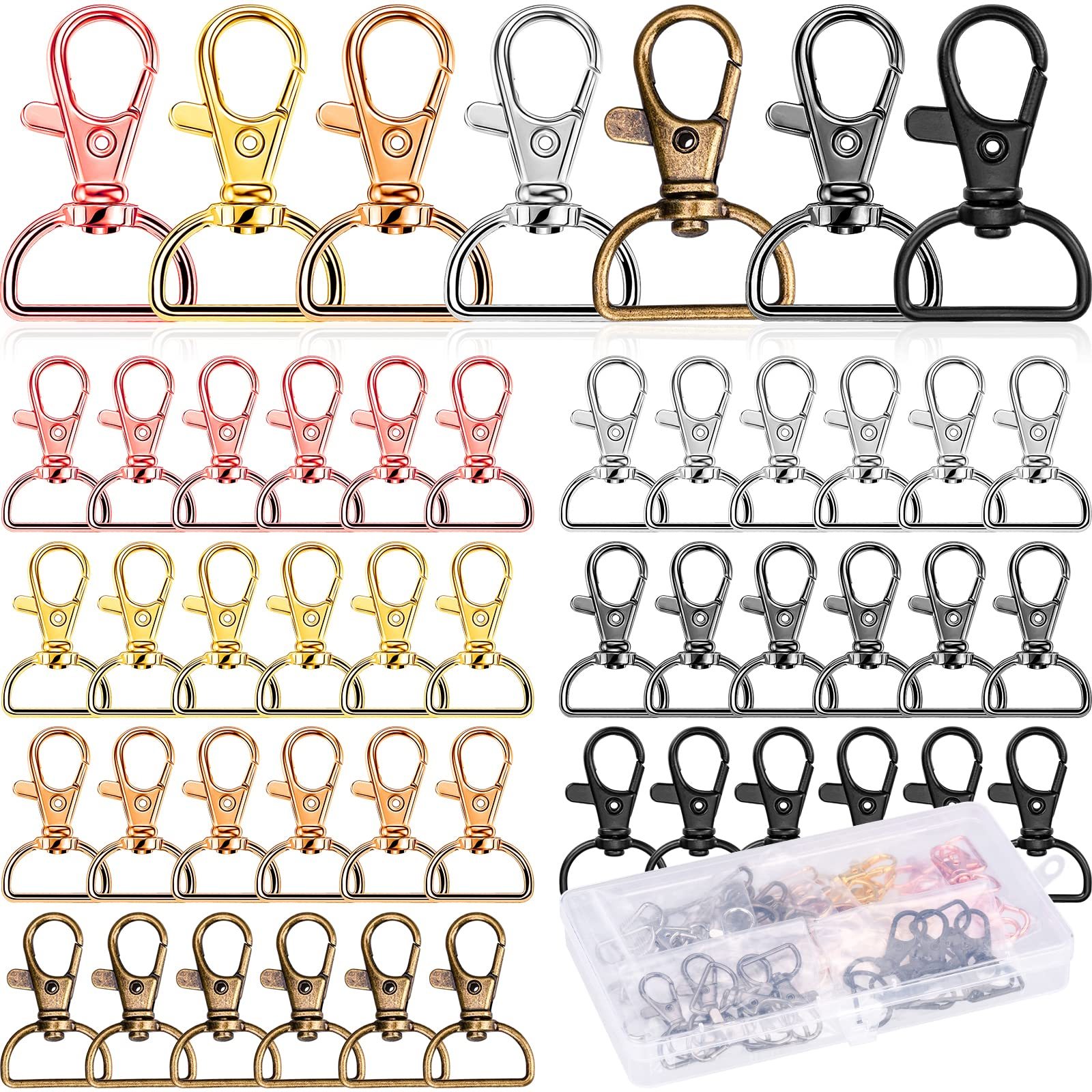 E-shop 50 Stück Schlüsselanhänger Drehverschlüsse Lanyard Karabinerhaken Karabinerverschluss Schlüsselketten-Clip Schlüsselring für
