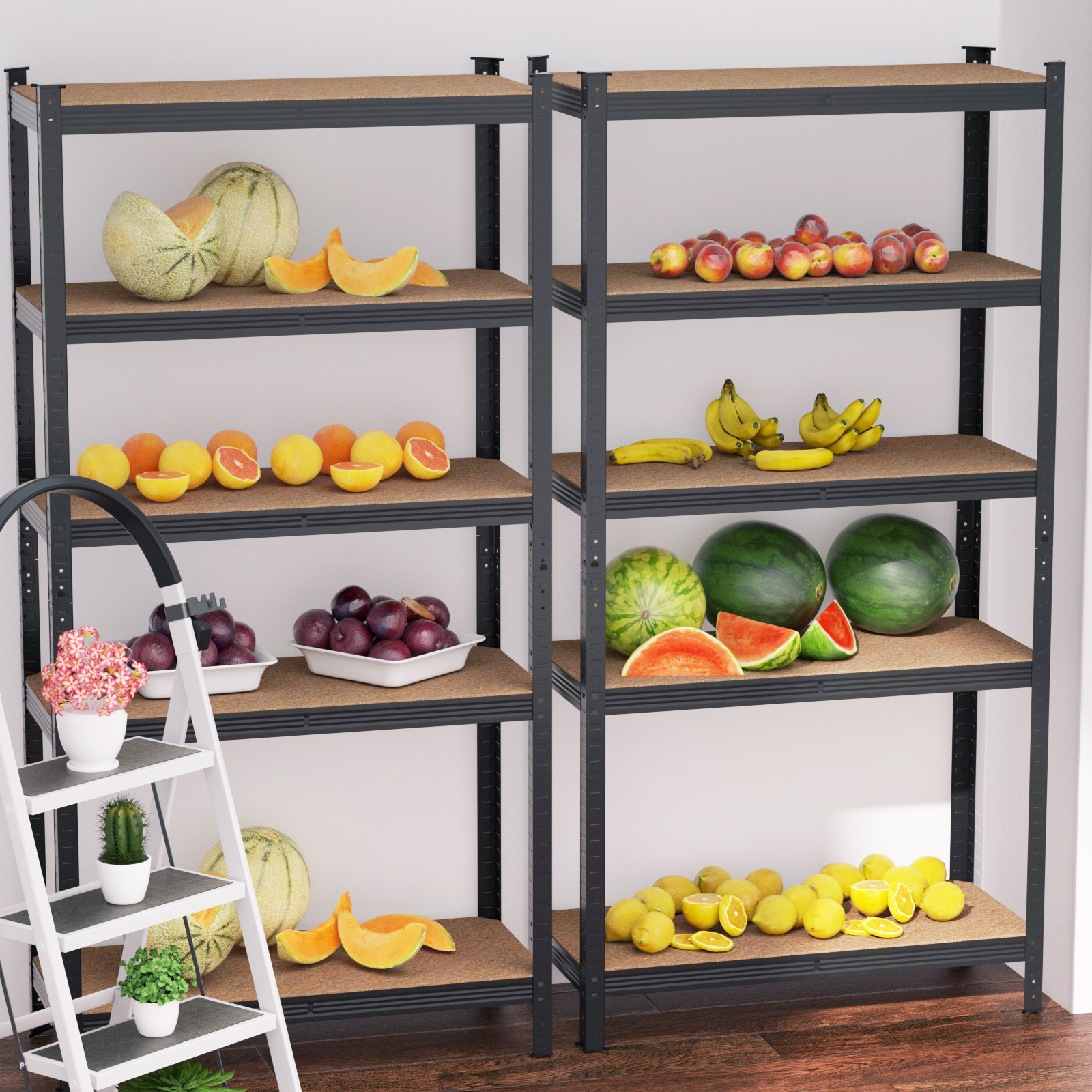 TEMU Shelving Unit, Metal Shelving Unit,5 Tier Garage Shelving Units, Racking Shelving, Adjustable Height, Garage Shelving For Garage Storage, Black