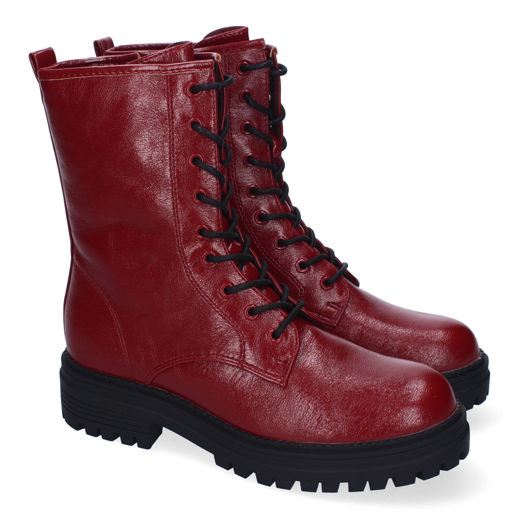 Women's Comfortable And Elegant Military Style Boots With Laces, Serrated Sole, And Side Zipper