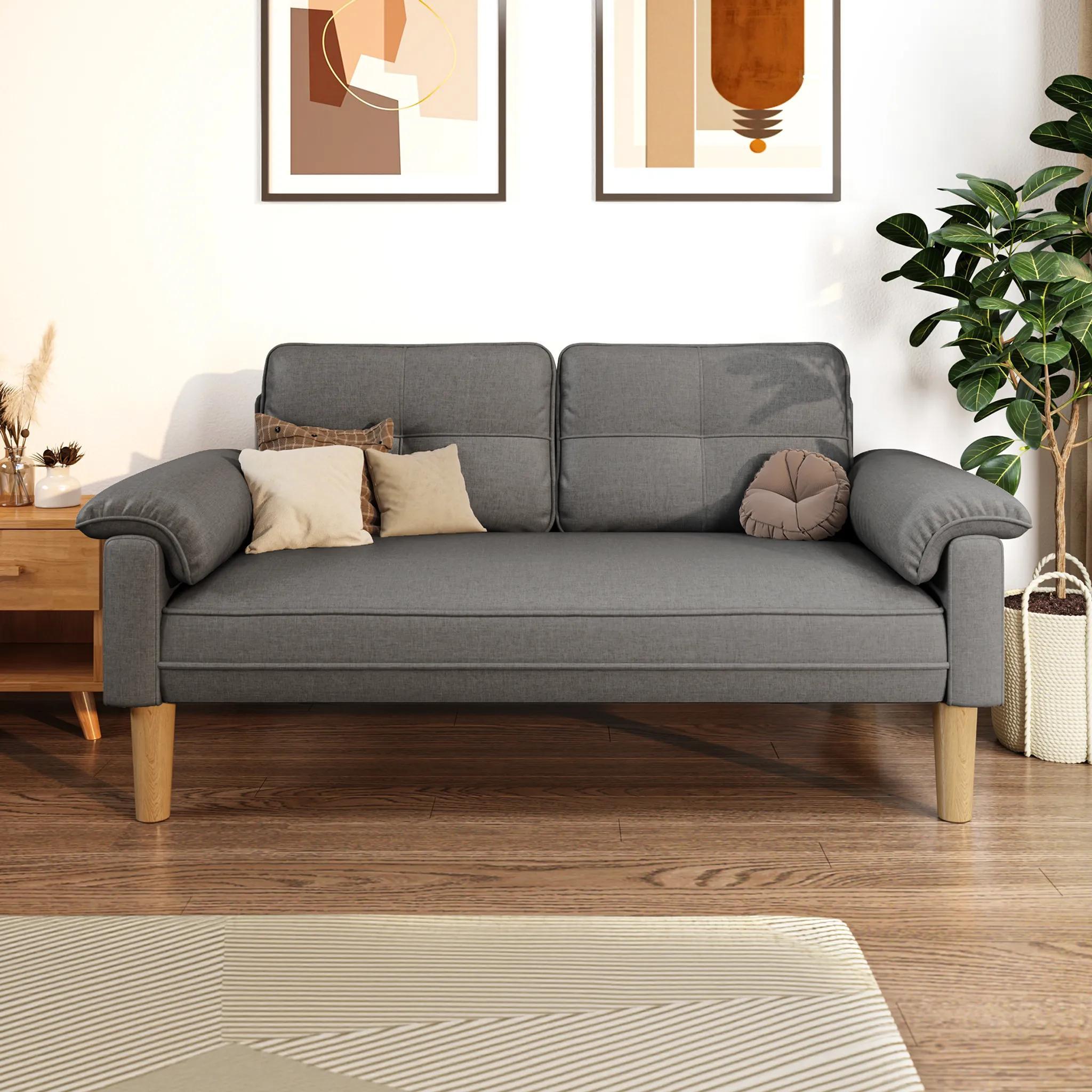 Two-seater Sofa 145x77x77 Cm In Multiple Colors, With Side Pocket & Armrests, Upholstery, For Apartment Bedroom: retailer-supplied image