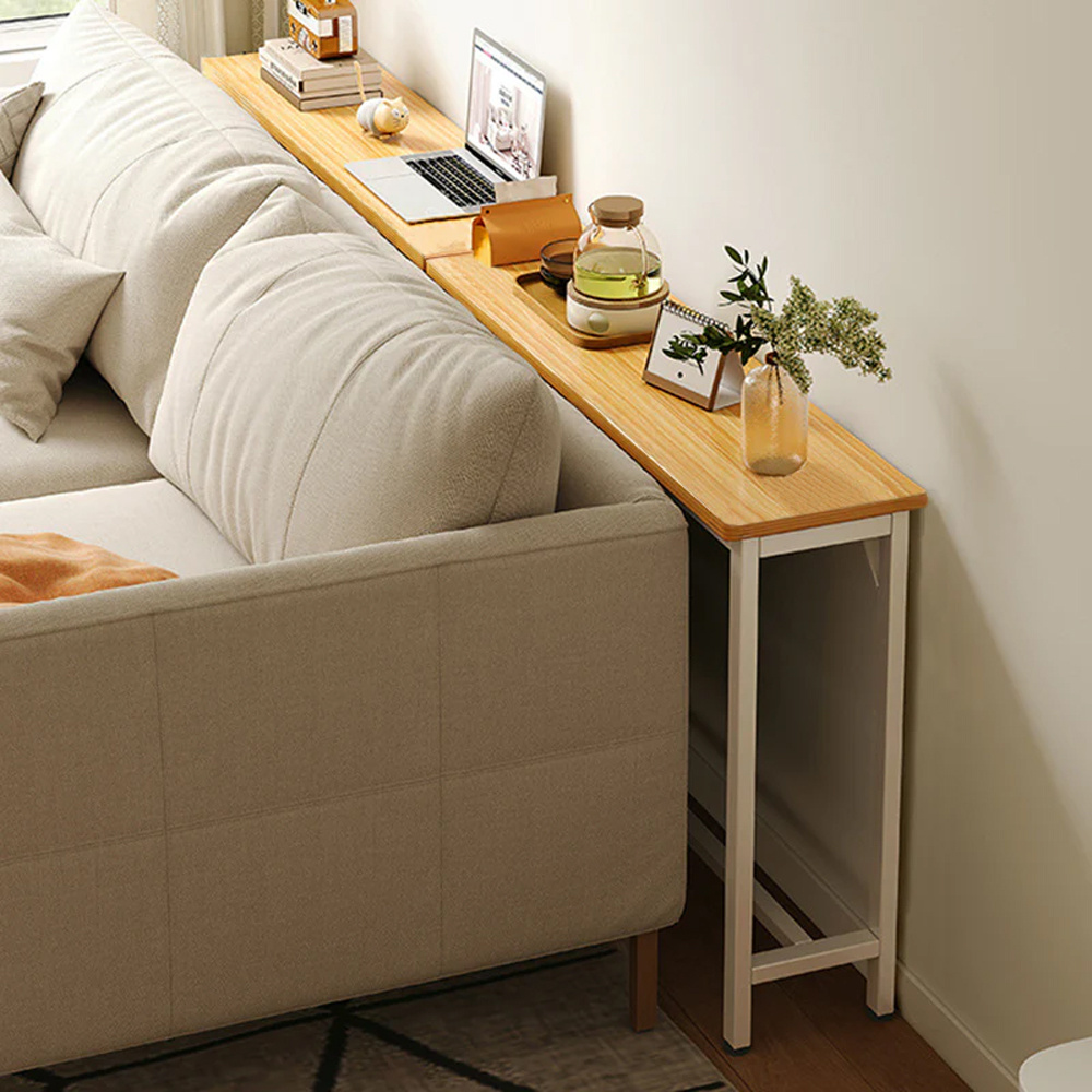 Space Efficient Side Table Single Double Tier Wall Mounted MDF Shelf with Metal Frame Multi Functional Narrow Table with Storage Hallway Bedroom Table 80x20cm Wood Black White Frame