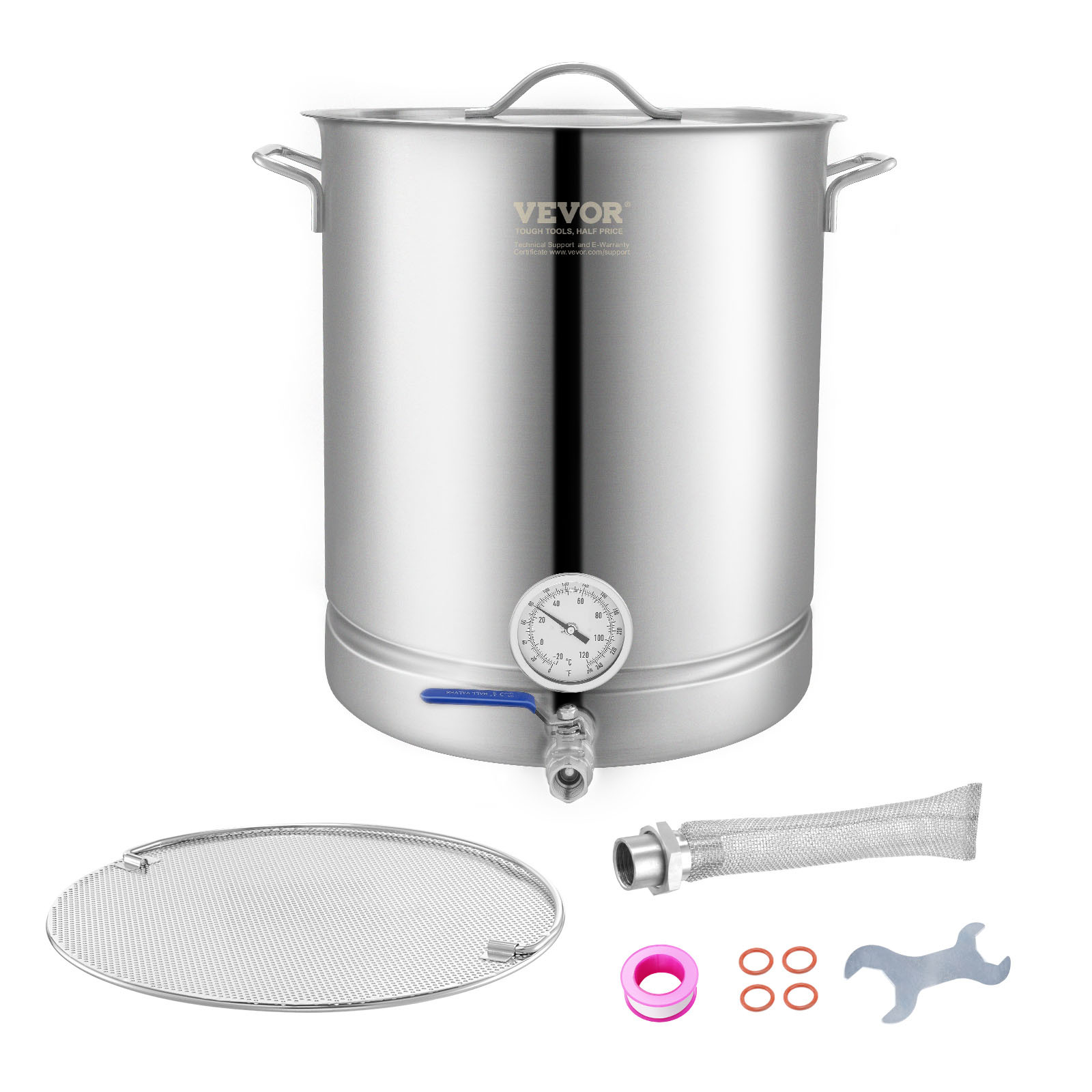 TEMU Bollitore VEVOR in Acciaio Inossidabile, Pentola da Birrificazione da 16 GALLON, a Tre per Birra, Pentola Bollitore per Birra, Forniture per