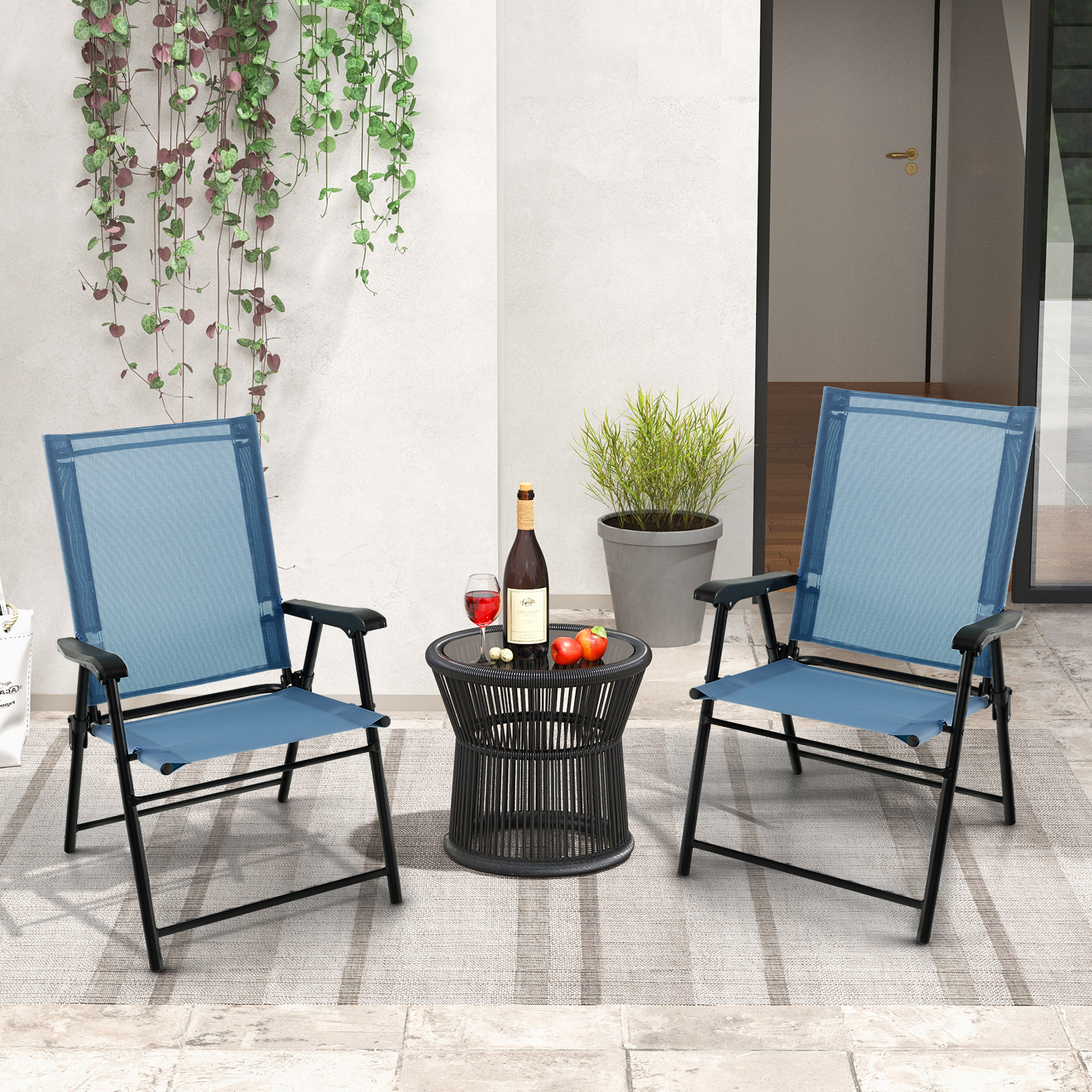 Image of 2 Garden Chairs, Folding Chairs With Fixation, Balcony Chair With Armrest And Backrest