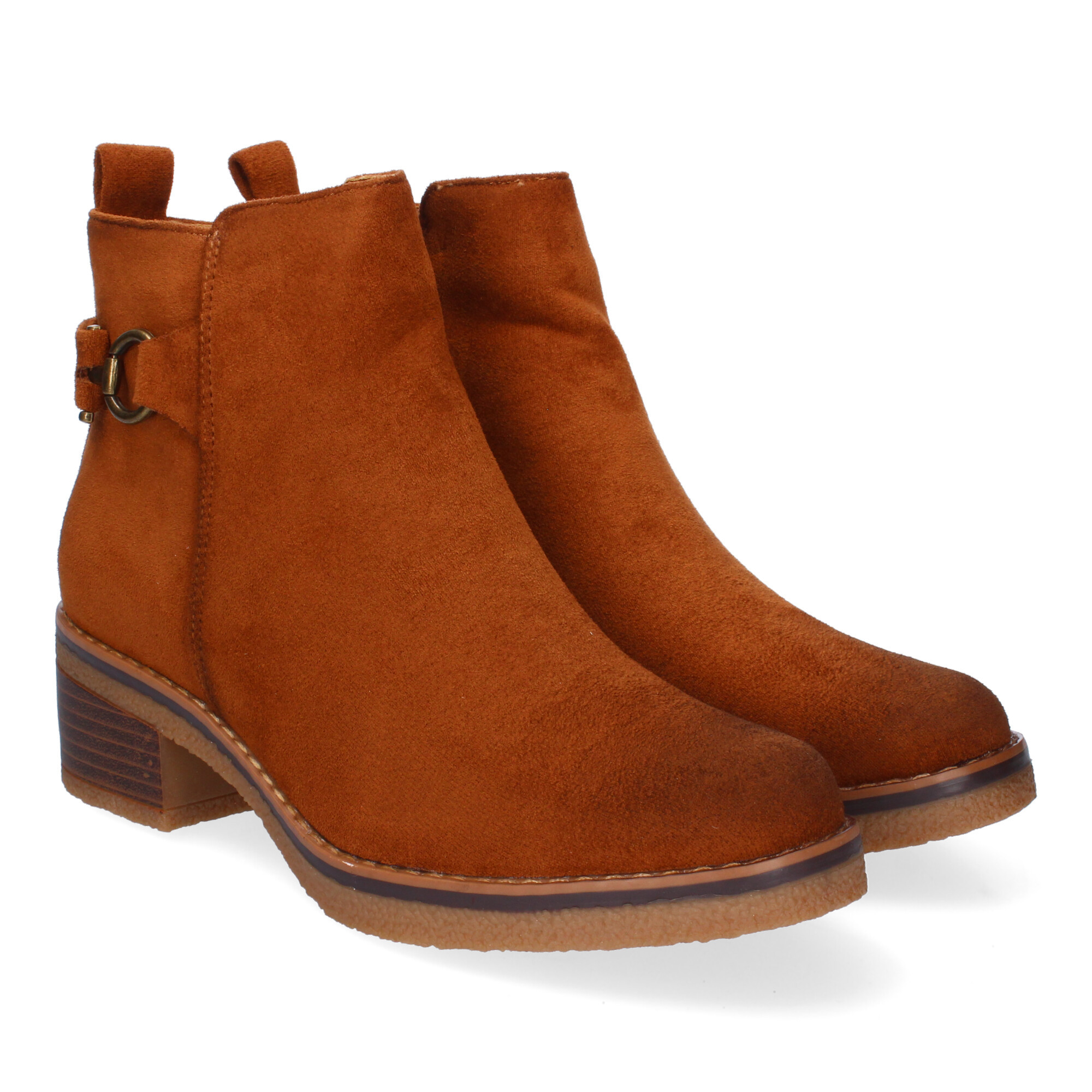 High Heel Boots For Women, Comfortable And Elegant, Metallic Ornament, Round Toe And Zipper Closure.