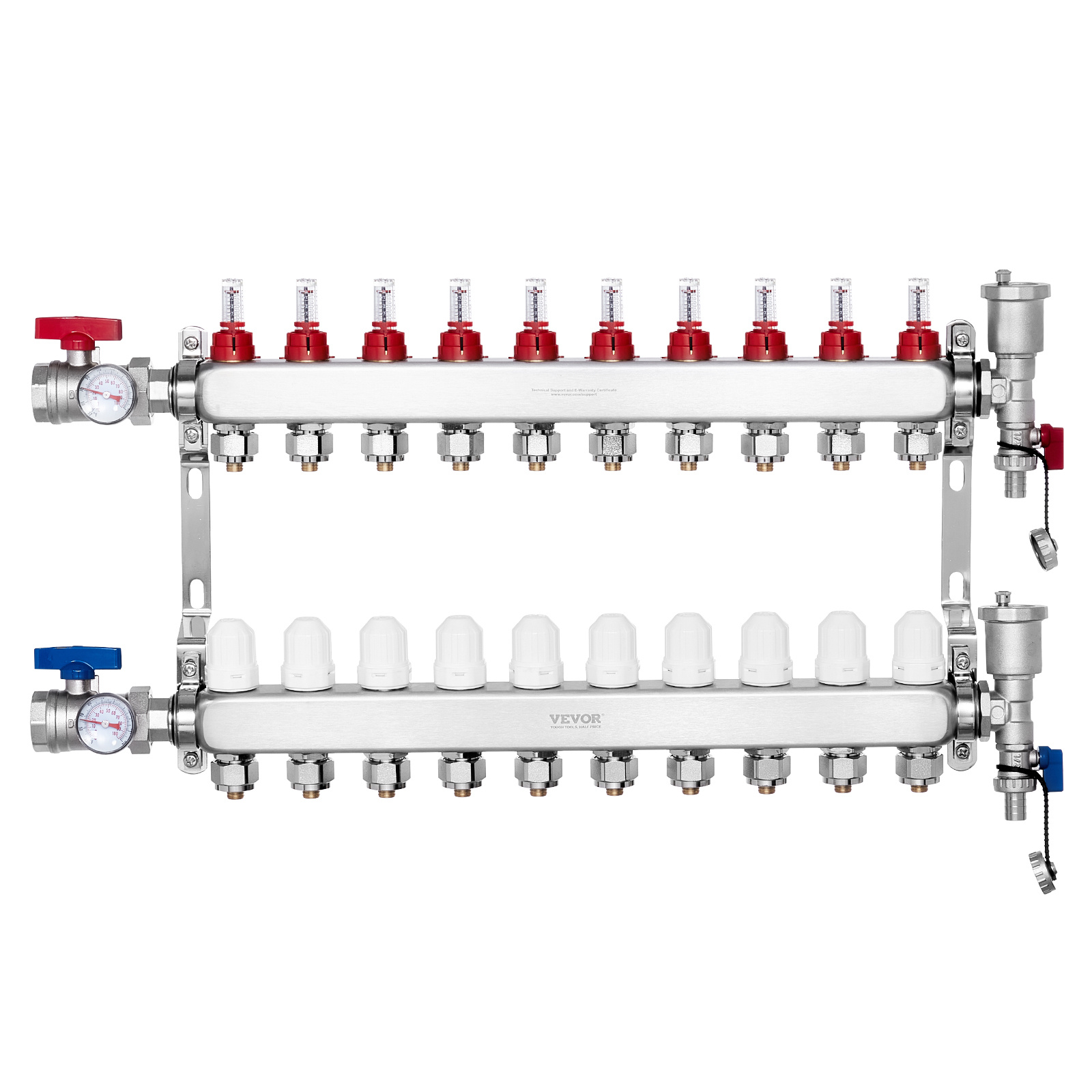 Vevor 10-branch Heat Manifold 1/2" Pex Tubing Floor Heating Manifold Set