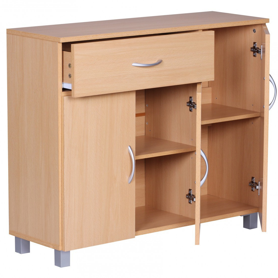 Design Sideboard 90 X 75 X 30 Cm, Cabinet With 1 Drawer 3 Doors, Modern Bedroom Dresser, Dining Room Sideboard, Narrow Shoe Cabinet With Drawer