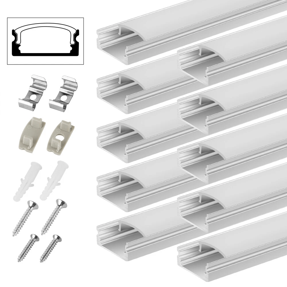 E-shop 5 Pack LED Profil Aluprofil Alu Schiene Leiste Profile für LED-Streifen Eloxiert