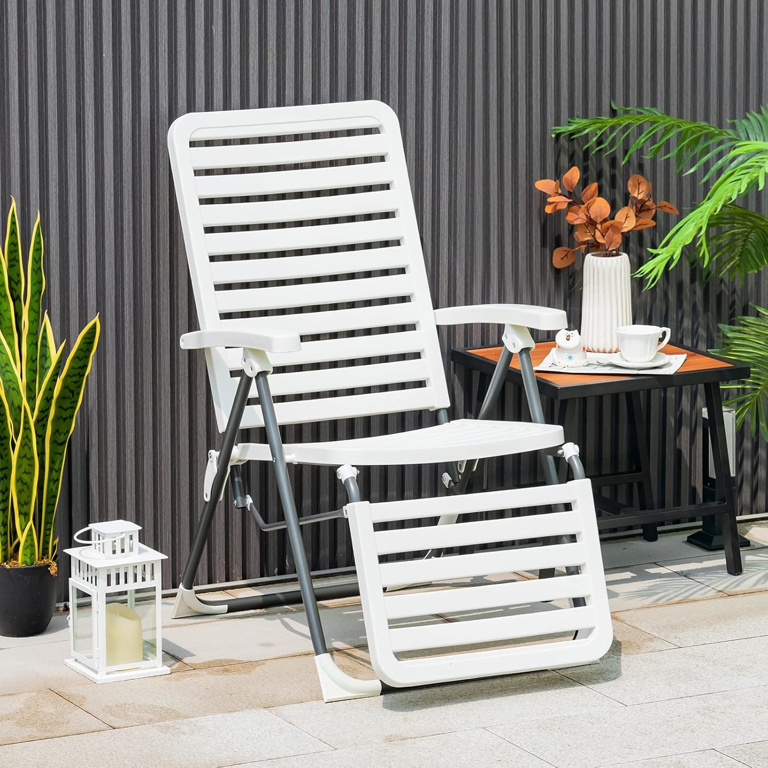 Image of 2pcs Of Outdoor Reclining Chair, Patio With 7 Backrest And Footrest
