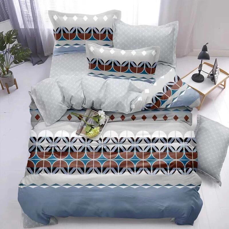 TEMU 3-piece Aquarius Bedding Set, Patterned Bedding, Single Bedding, Modern Bed Cover, Pillowcase, Duvet Cover, Gray Bedding