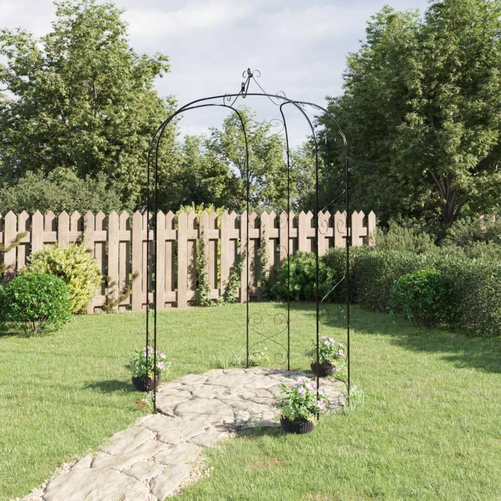 Vidaxl Garden Arch, Rose Arch With , Powder-coated Climbing Aid Gate Arch, Rose Trellis Rose Vine, Black 120x38x260cm Steel