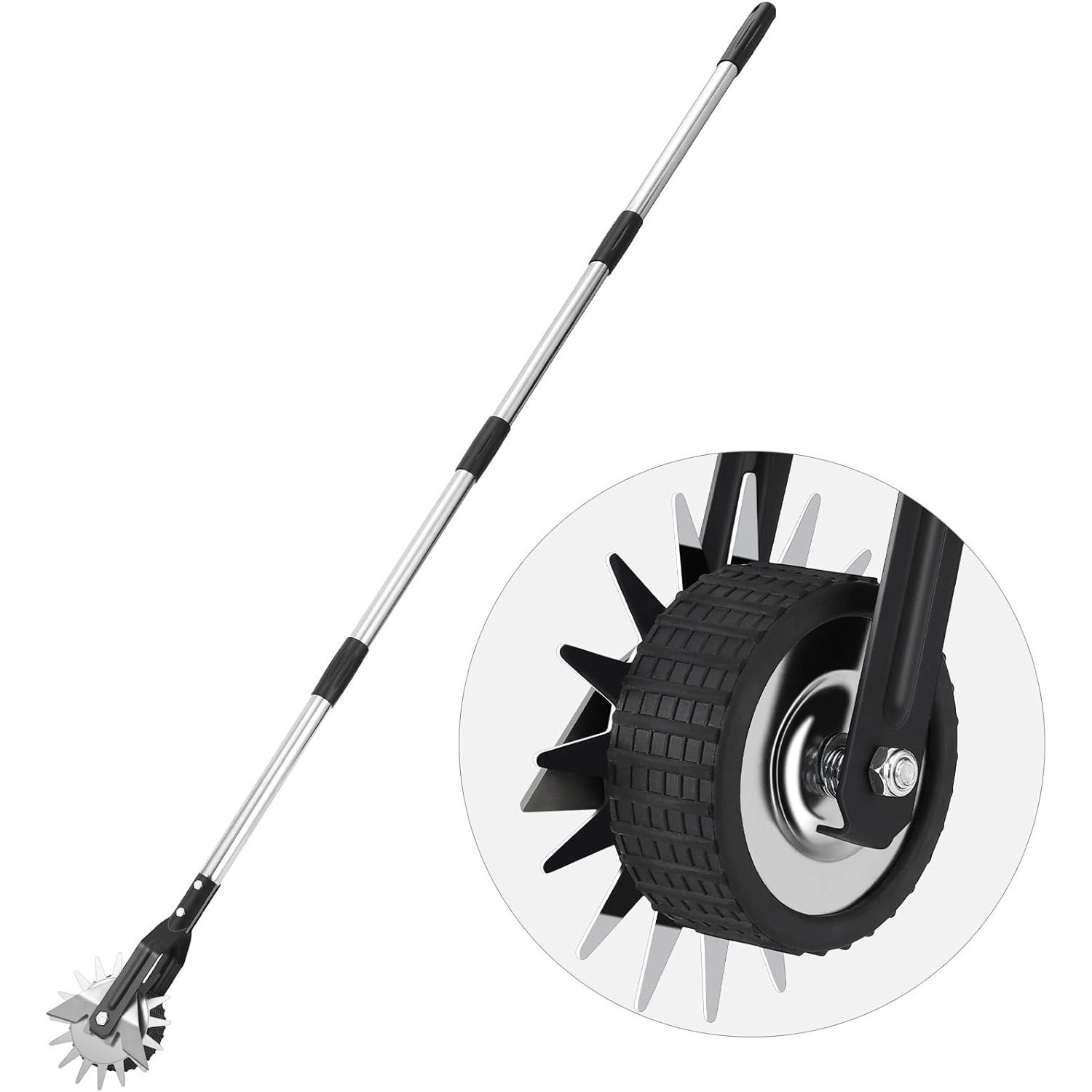 TEMU Hausprofi Lawn Edger With Handle, Adjustable Rolling Lawn Edger - 3-part Stainless Steel Handle (100/135/170cm)