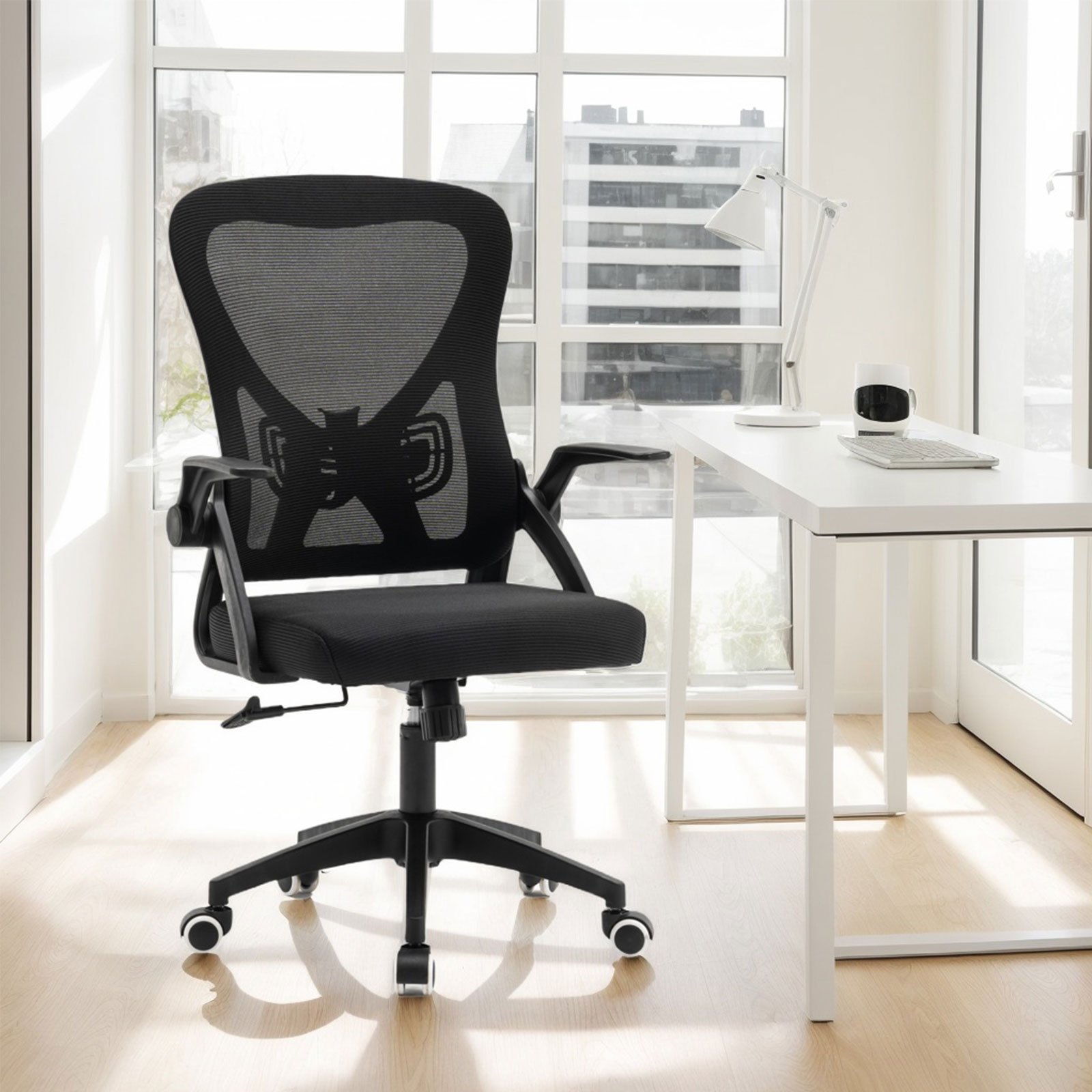 TEMU Office Chair Ergonomic Desk Chair With Adjustable Lumbar Support Headrest Folding Armrests High Chair Swivel Chair Mesh Chair