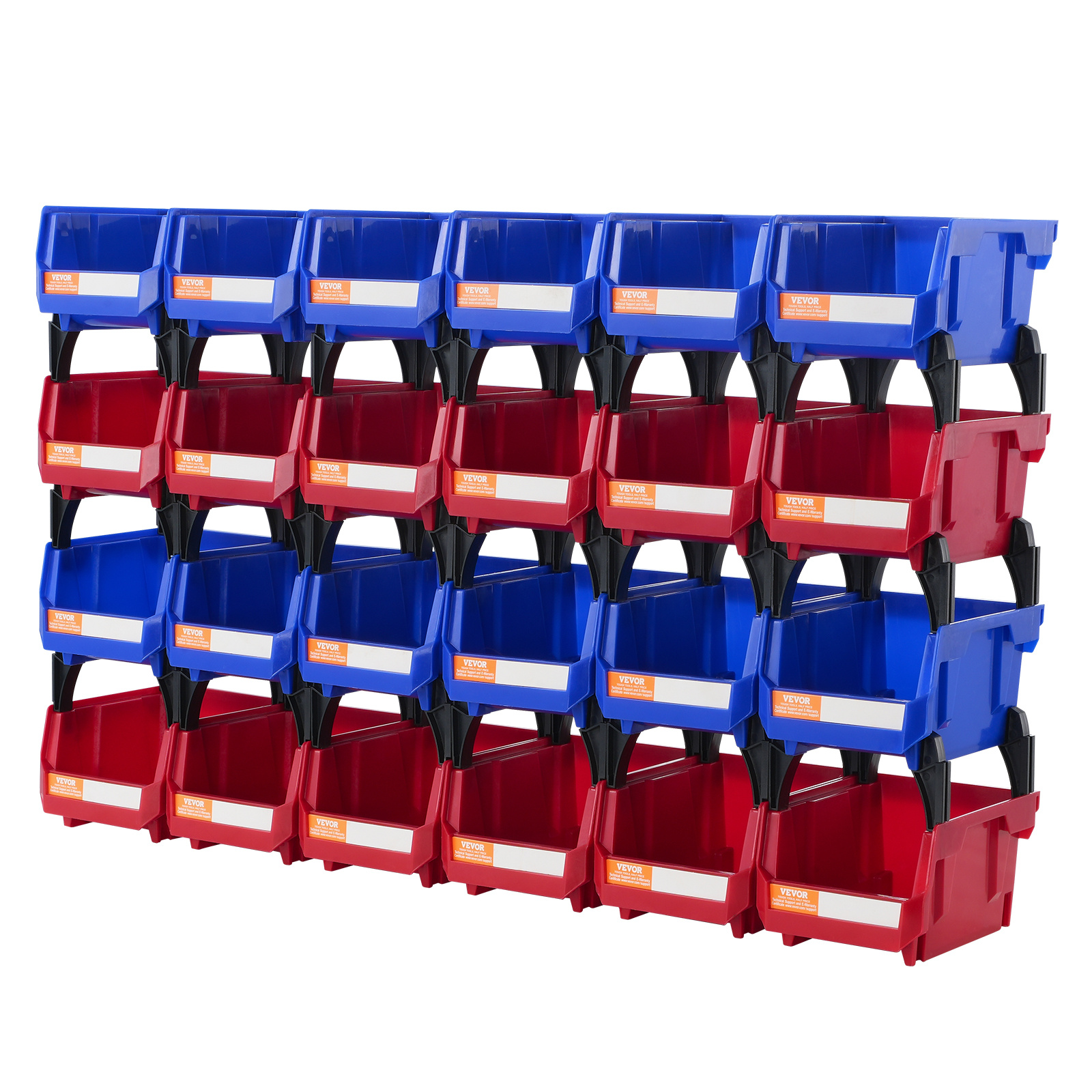 Vevor Plastic Storage Bin, (5-inch X 4-inch X 3-inch), Hanging Stackable Storage Organizer Bin, Blue/red, 24-pack, Heavy Duty Stacking Containers For Closet, Kitchen, Office, Or Pantry Organization