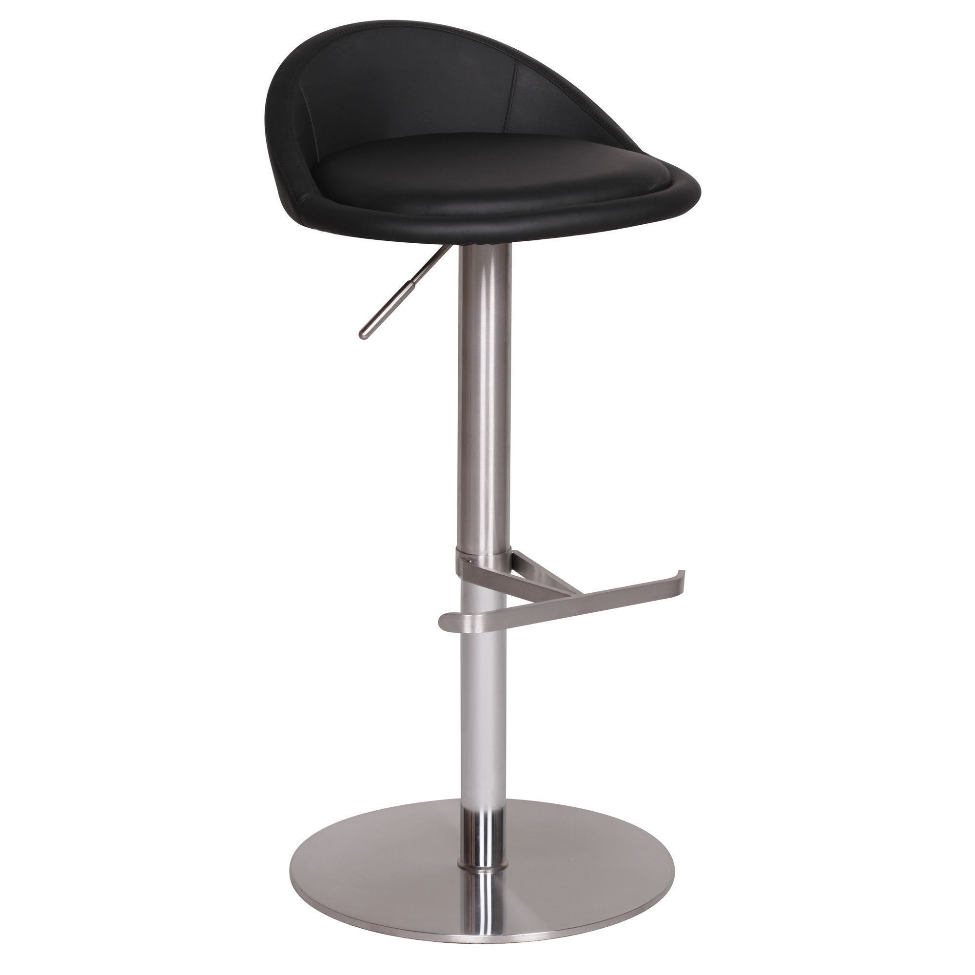 Stainless Stool With Adjustable Seat Height 54-79 Cm, Chair With Backrest, Padded Bistro Stool, Counter Stool, Modern Bar Chair