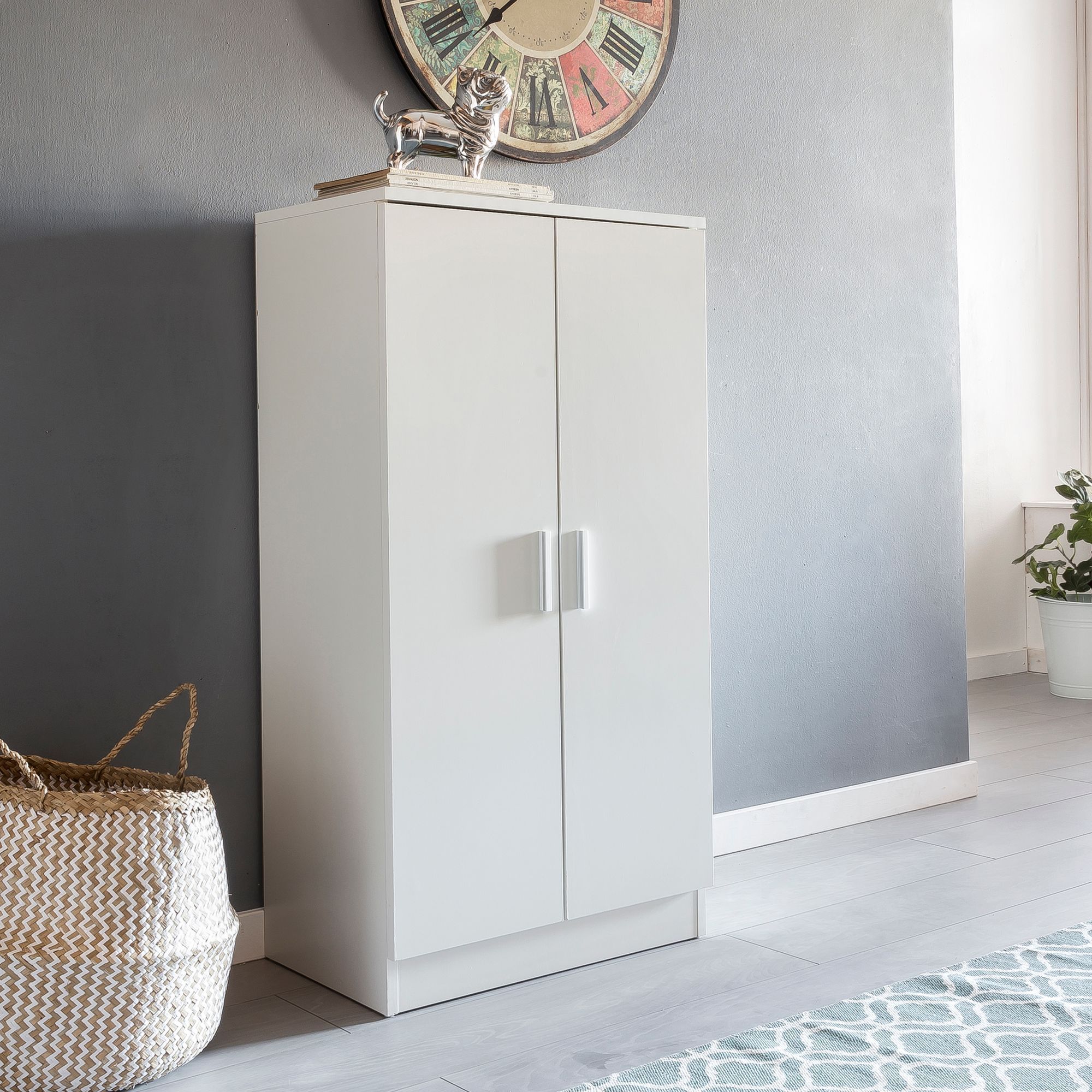 Image of Shoe Cabinet With 7 Compartments For 14 Pairs Of Shoes, 55 X 108 X 35 Cm, Shoe Dresser With 2 Doors, Shoe Rack Cabinet, Shoe Stand For Shoes