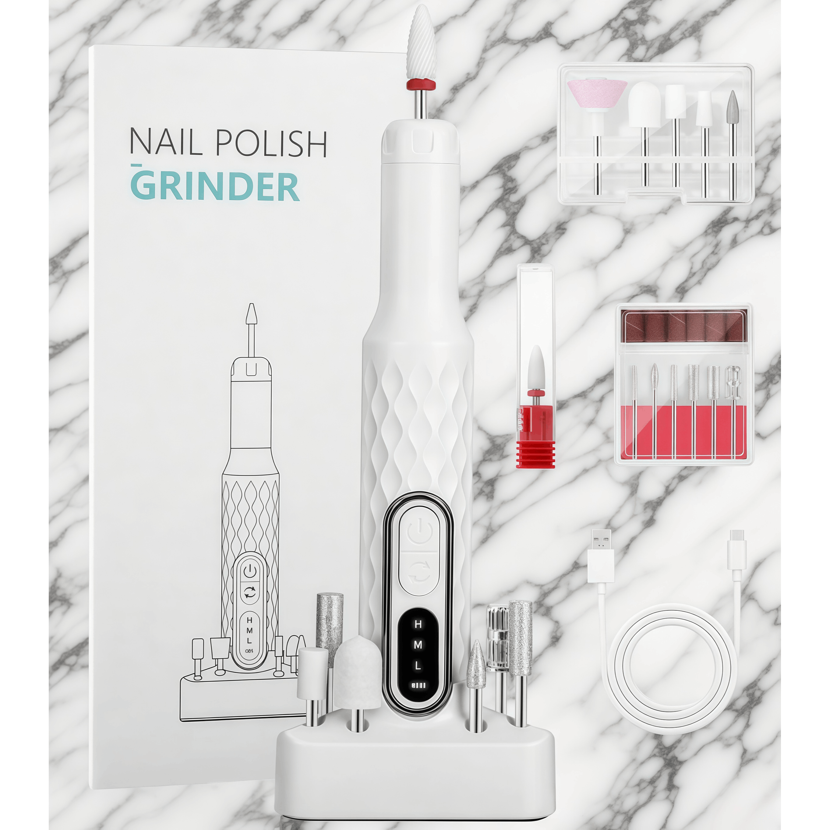 E-shop Nagelfräser, Elektrischer Nagelfräser 12-in-1 Nagelfräser für Gelnägel 18000 U/min Elektrische Nagelfeile Professionelles Maniküre- und