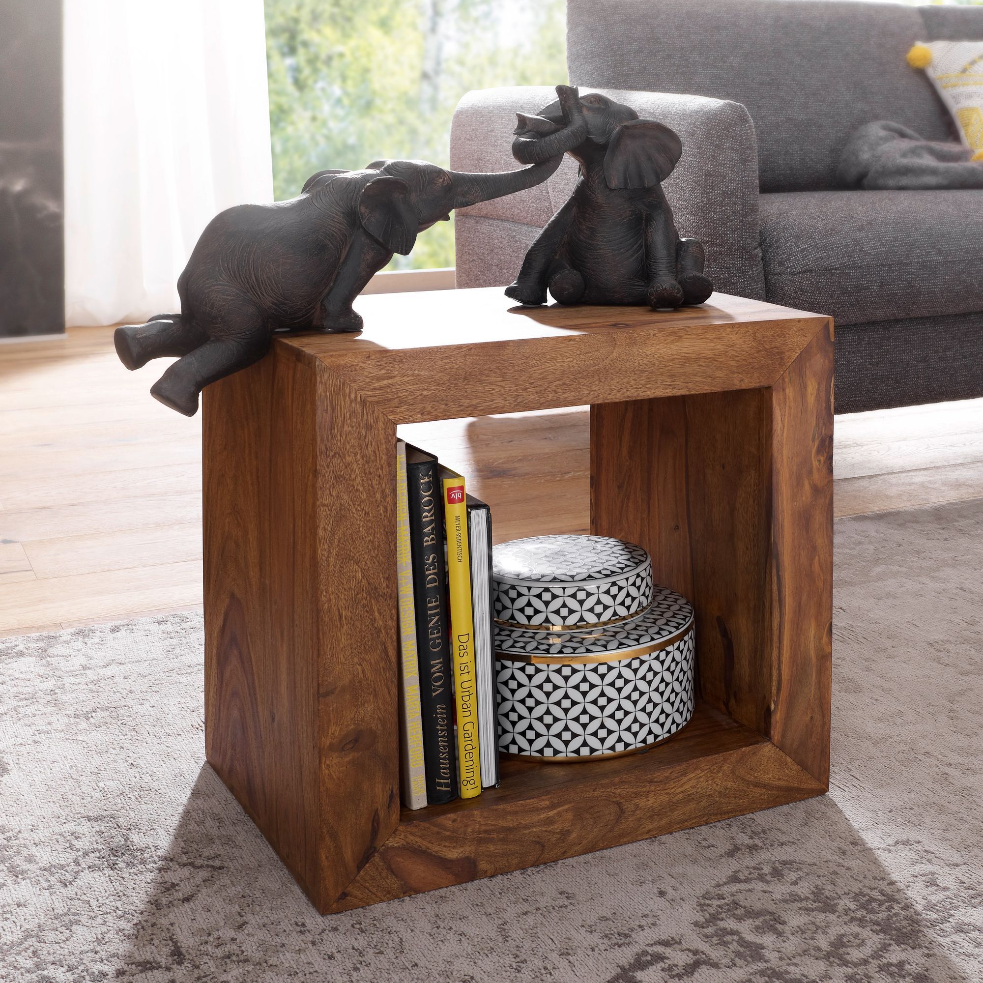 Solid Wood Cube Shelf 33x44x44 Cm, Side Table Room Furniture Solid Wood Coffee Table Rectangular End Table