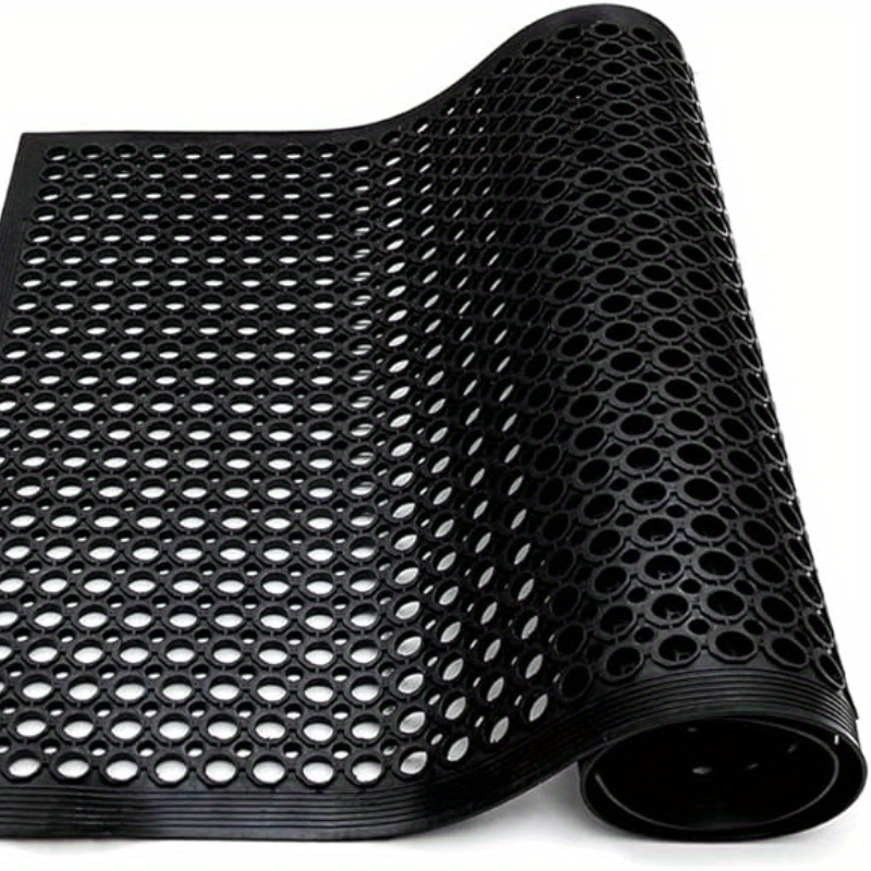 TEMU 12mm Heavy Duty Rubber Floor Mat - Commercial Grade Non-slip Anti-fatigue Drainage Mat For Kitchen, Restaurant & Industrial Use | Multi-hole