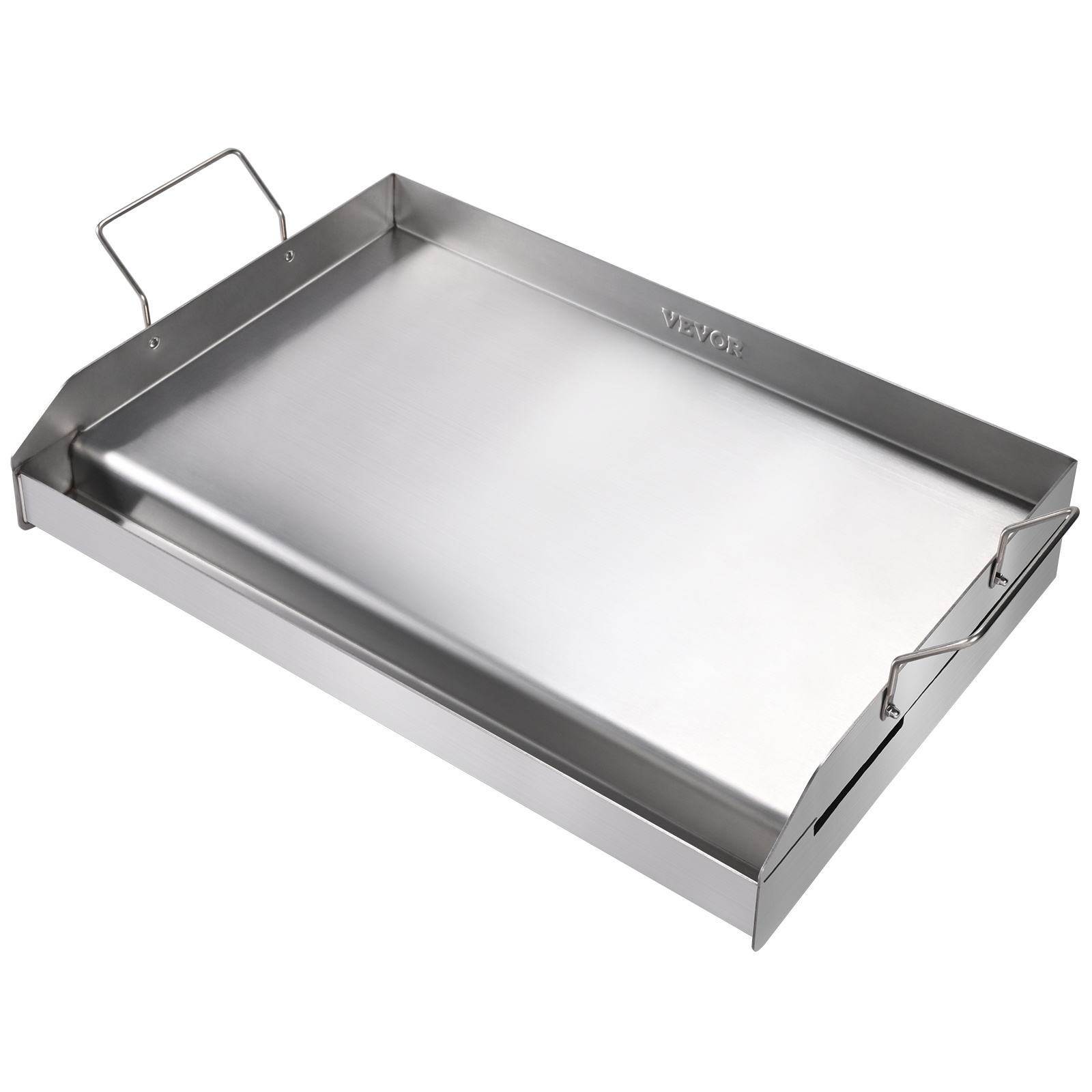 Image of Vevor Stove Top Griddle, 23.5"x16" Pre- Stainless Steel Griddle, Rectangular Double Burner Griddle Pan, Family Pan Cookware With Handles And Oil , For Bbq, Gas Grills, Silver