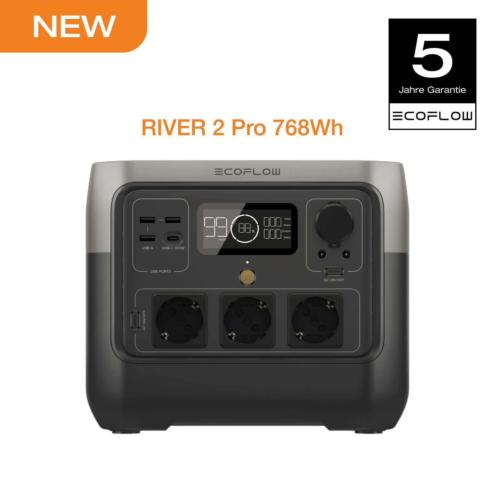 Image of Ecoflow Portable Power Station River 2 Pro, 768 Wh Solar Generator With Lifepo4, Fast Charging In 70 Minutes, 3x 800w Ac Outlets, Balcony Power For Emergency Power/camping/rvs