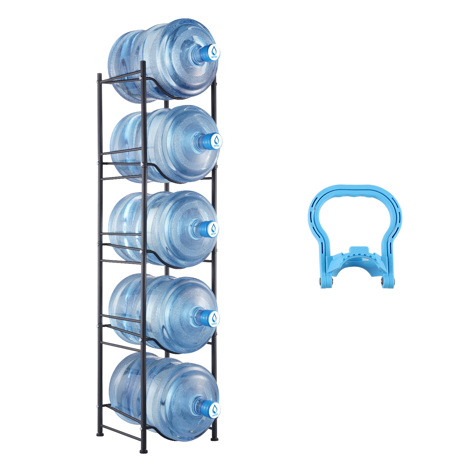 TEMU Soporte para Botellas de Agua VEVOR de 5 Niveles, Estante de Una para 5 Botellas, Negro