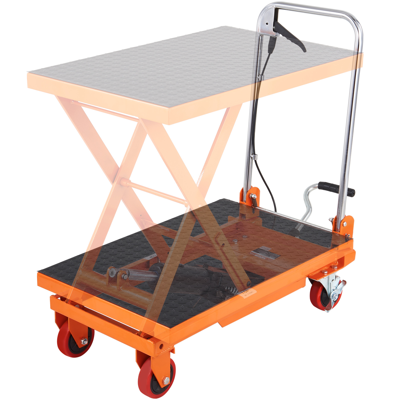 TEMU VEVOR Carro Elevador Hidráulico, Capacidad de 330 lbs, Altura de Elevación de 28.5", Mesa Elevadora Manual con 4 Ruedas y Antideslizante, Carro